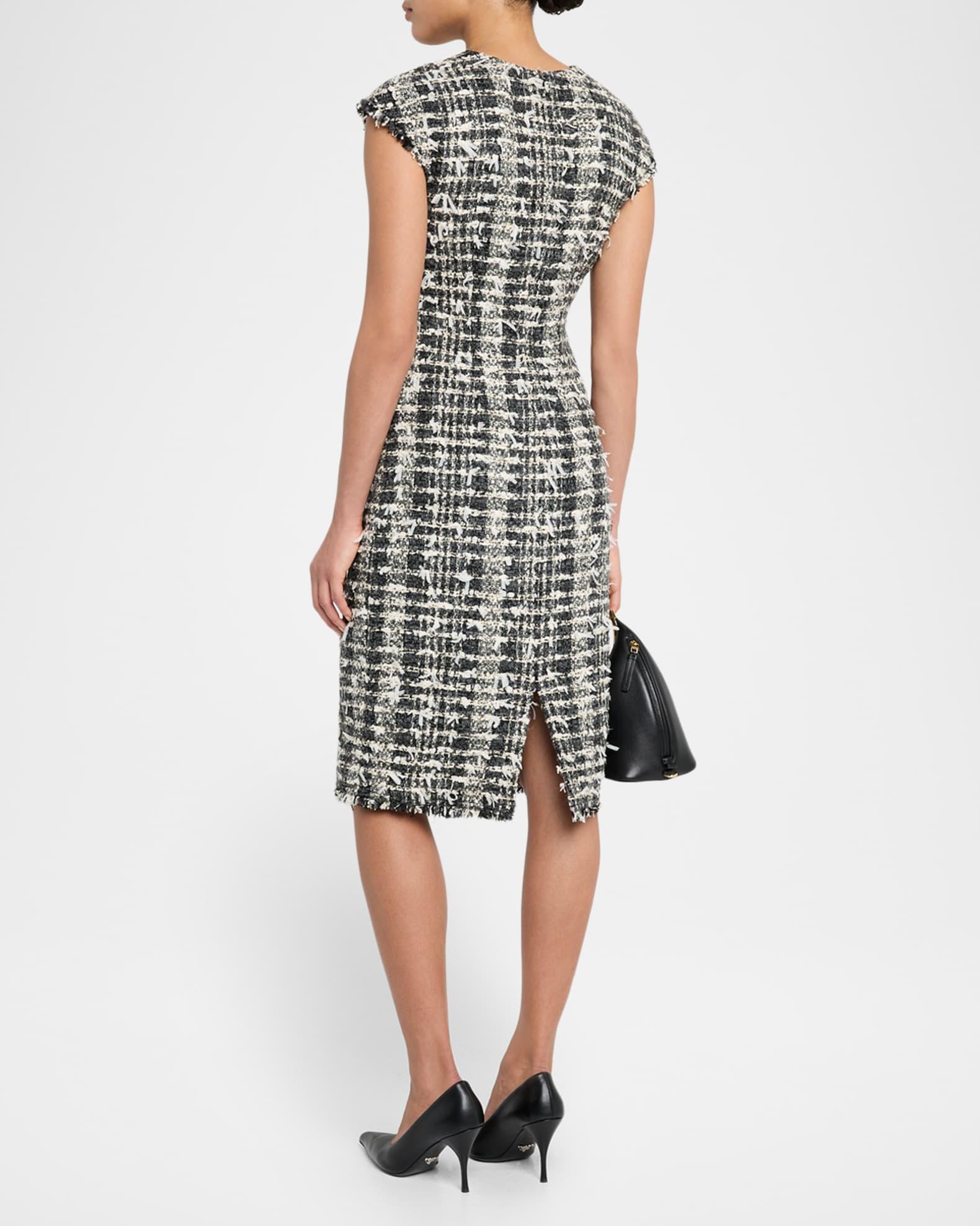 Cap-Sleeve Eyelash Tweed Dress Product Image