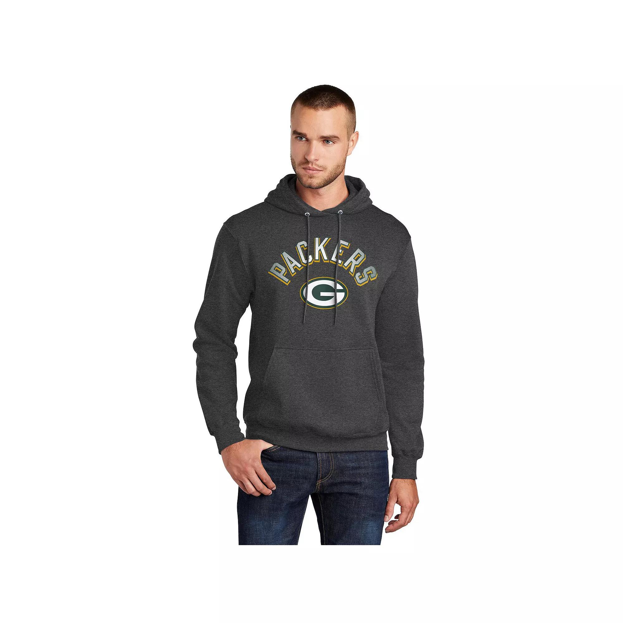 Men's Starter Charcoal Green Bay Packers Arch Over Logo Pullover Hoodie,  Product Image