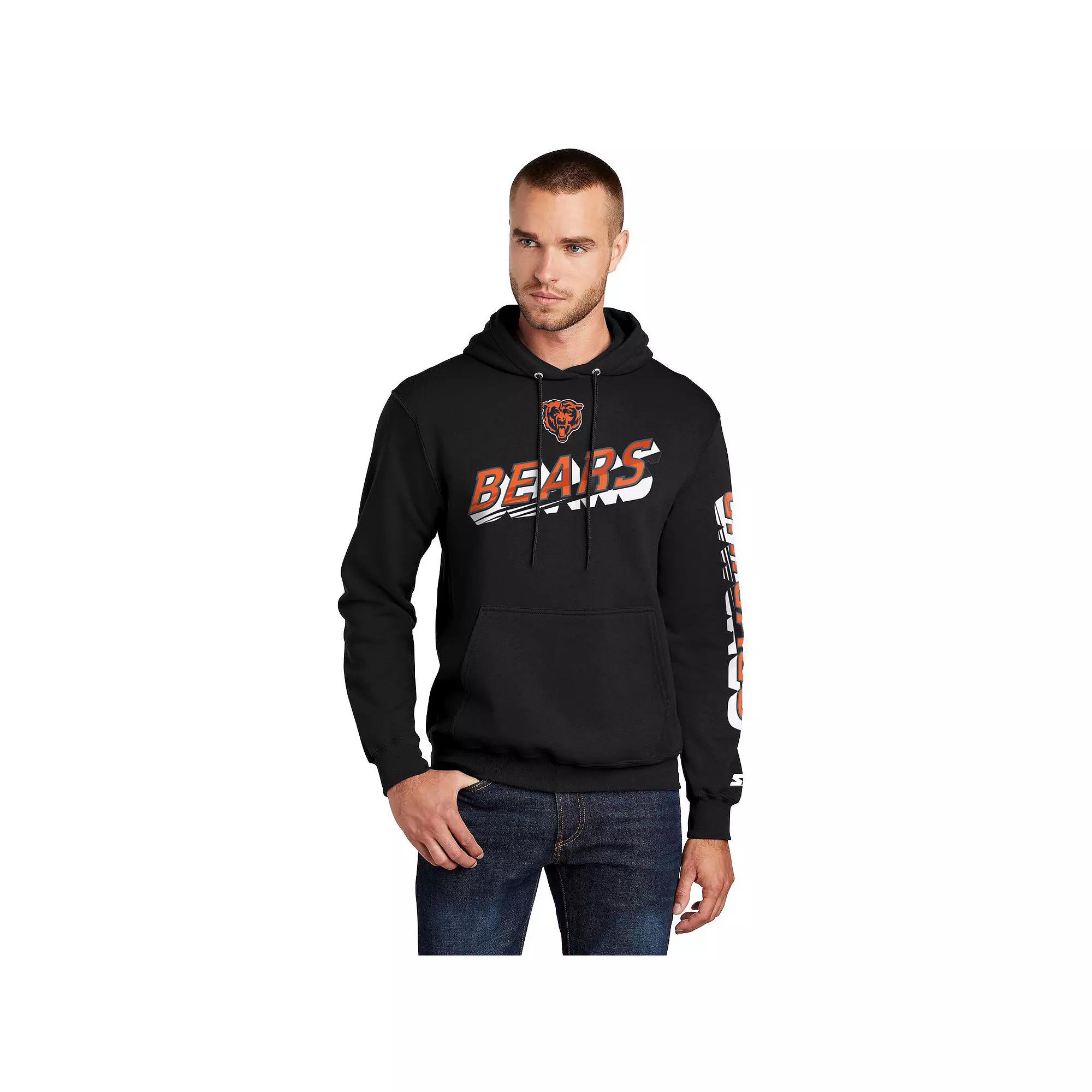 Men's Starter Black Chicago Bears Wordmark Logo Pullover Hoodie,  Product Image