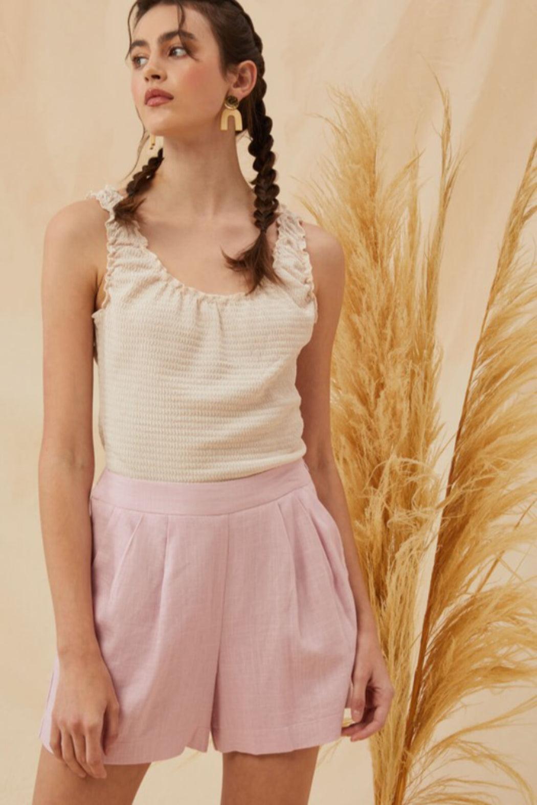 High Waist Linen Short Product Image