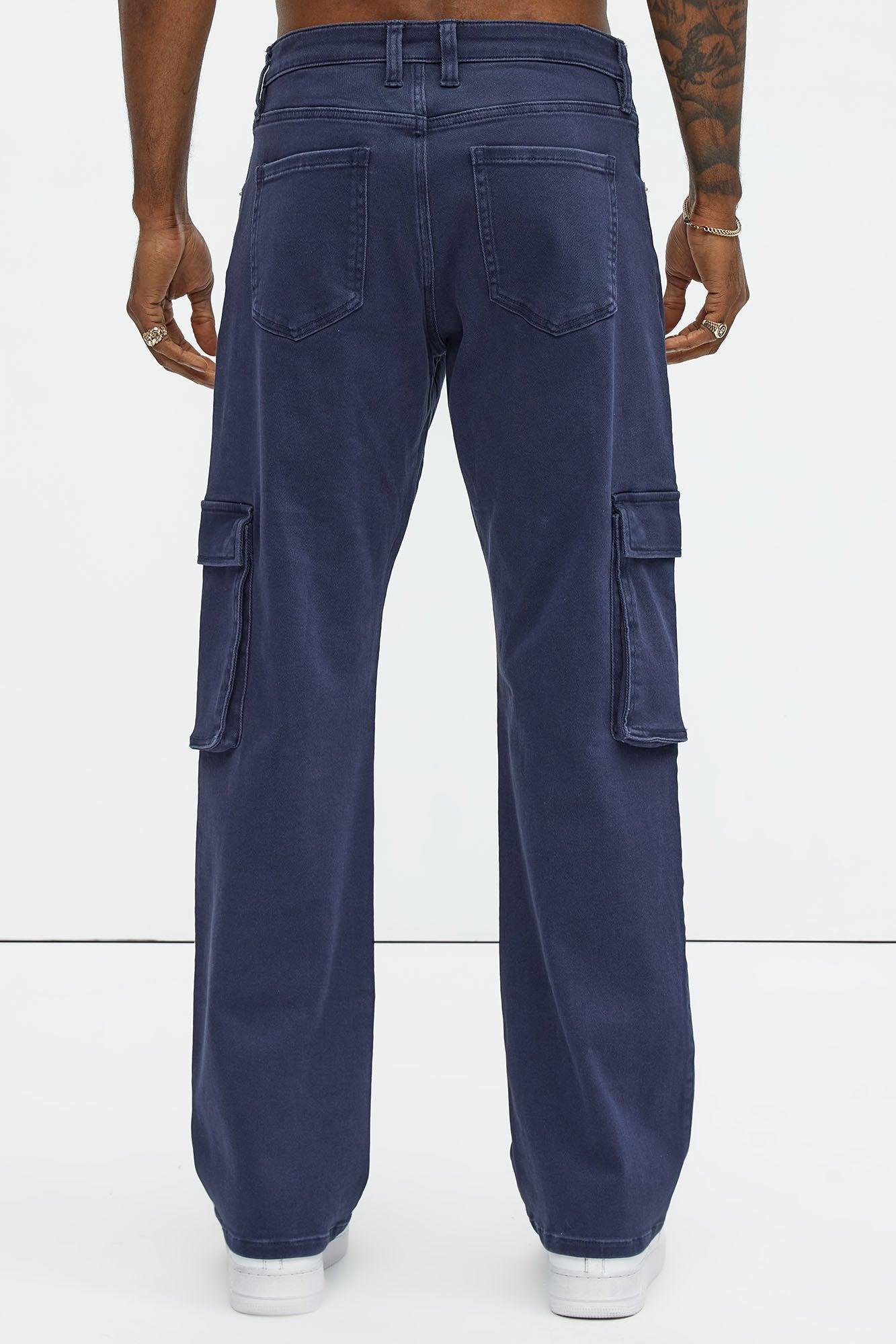 Classic Straight Cargo Jeans - Navy Product Image
