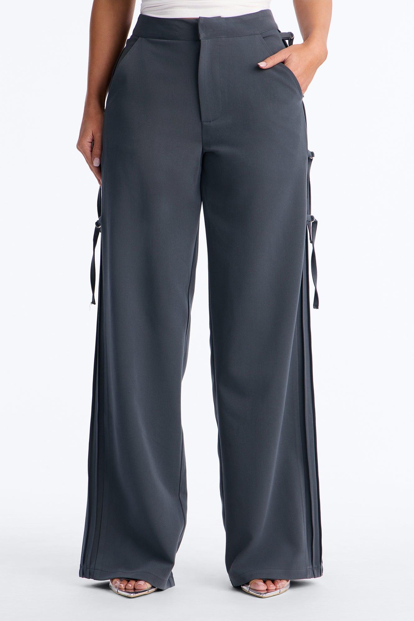 Alessandra Trouser Side Tab Detail Pant 33″ - Charcoal Female Product Image