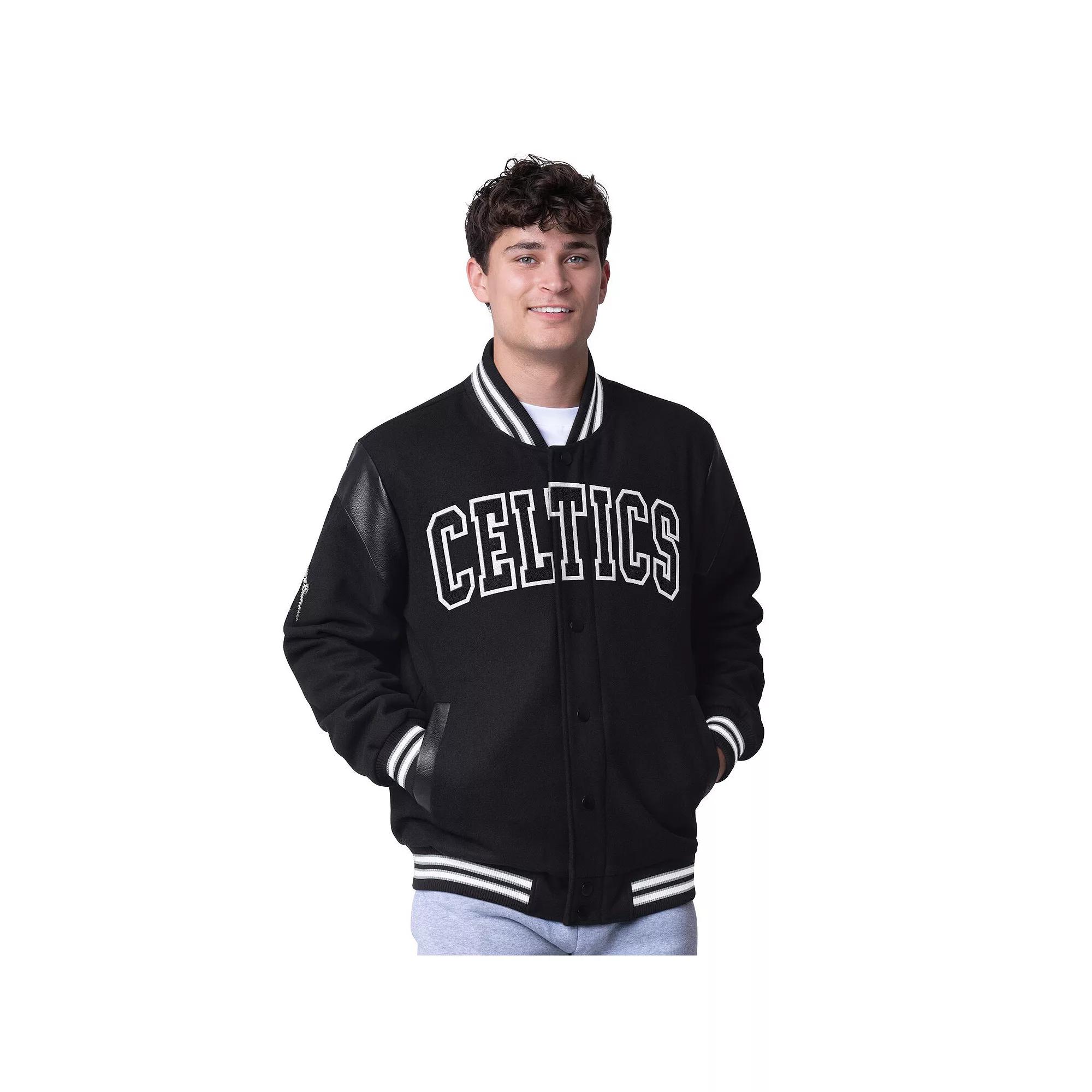 Men's G-III Sports by Carl Banks Black Boston Celtics Clutch Hitter Full-Snap Varsity Jacket,  Product Image
