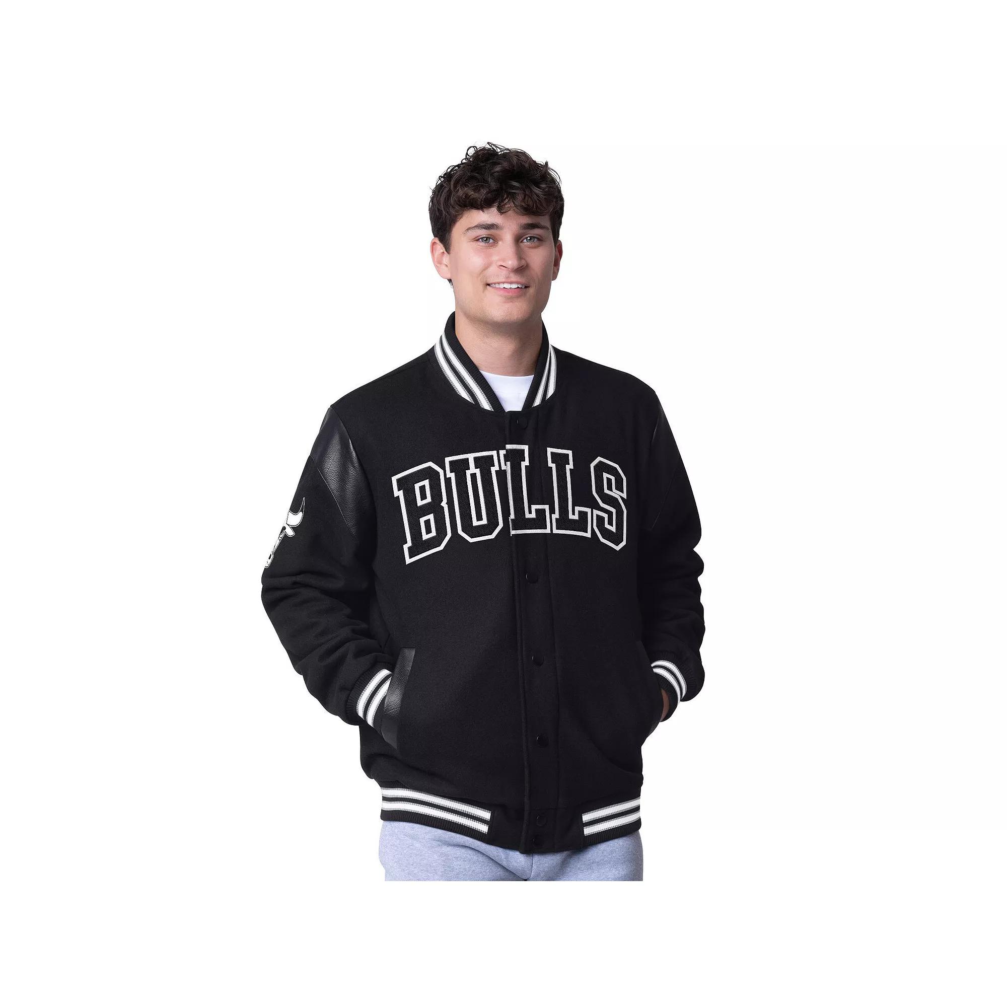 Men's G-III Sports by Carl Banks Black Chicago Bulls Clutch Hitter Full-Snap Varsity Jacket,  Product Image