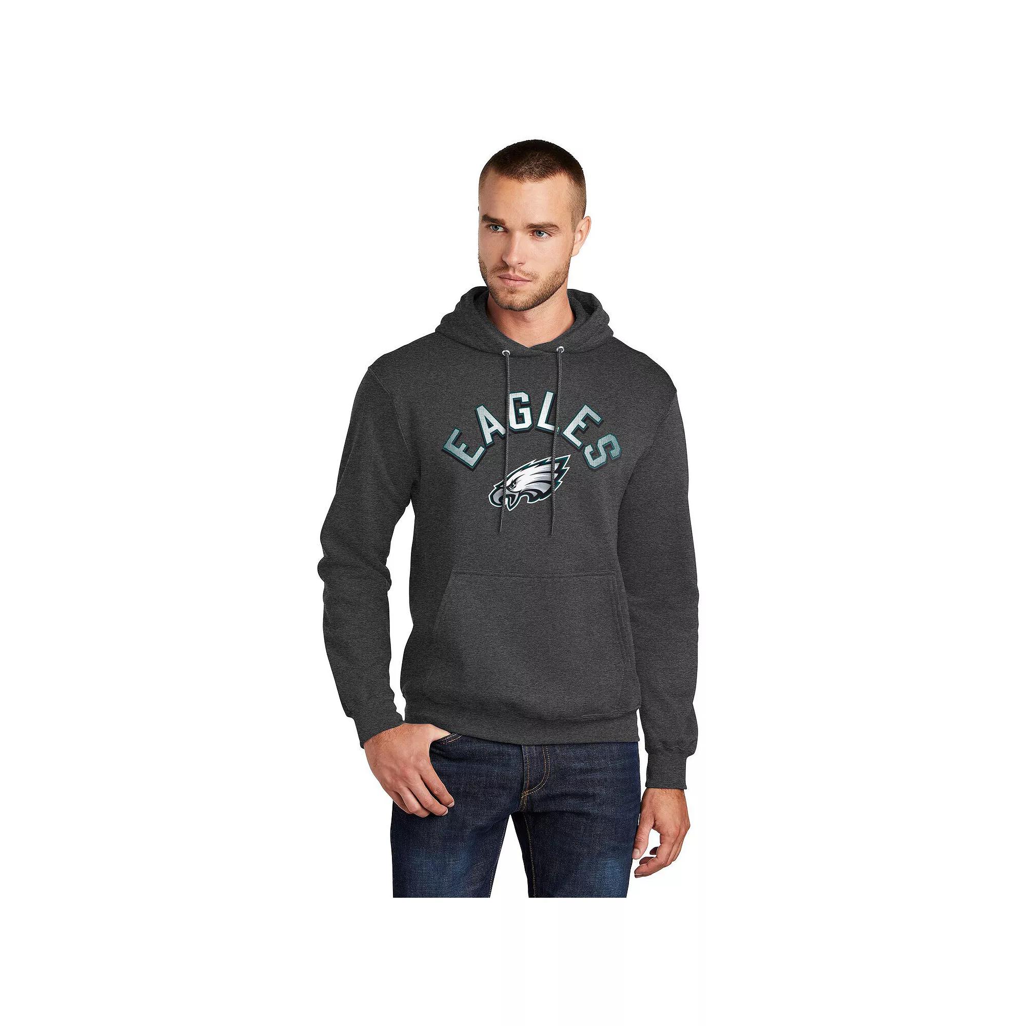 Men's Starter Charcoal Philadelphia Eagles Arch Over Logo Pullover Hoodie,  Product Image