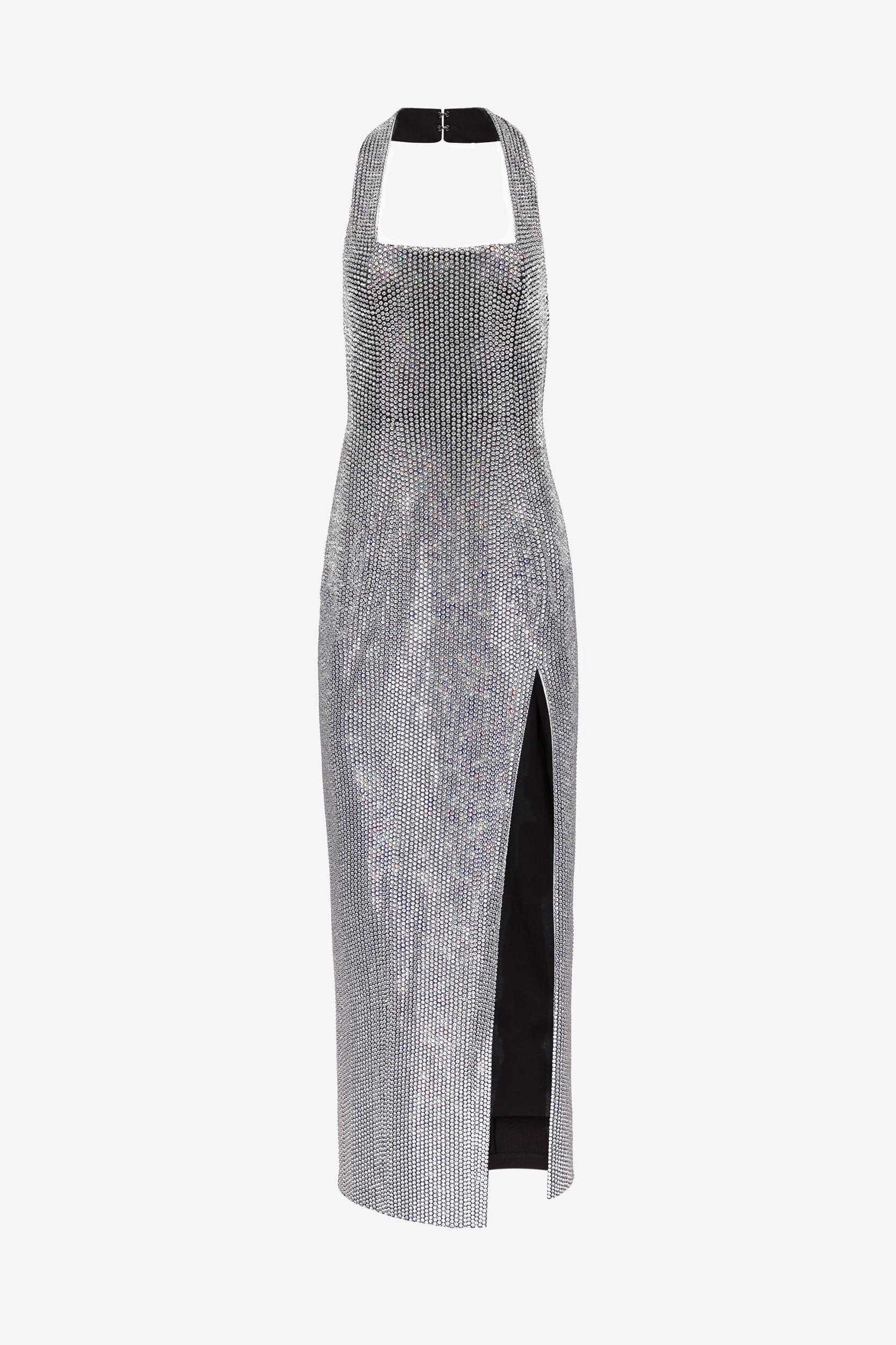 Crystal Embellished Halter Slit Gown Product Image
