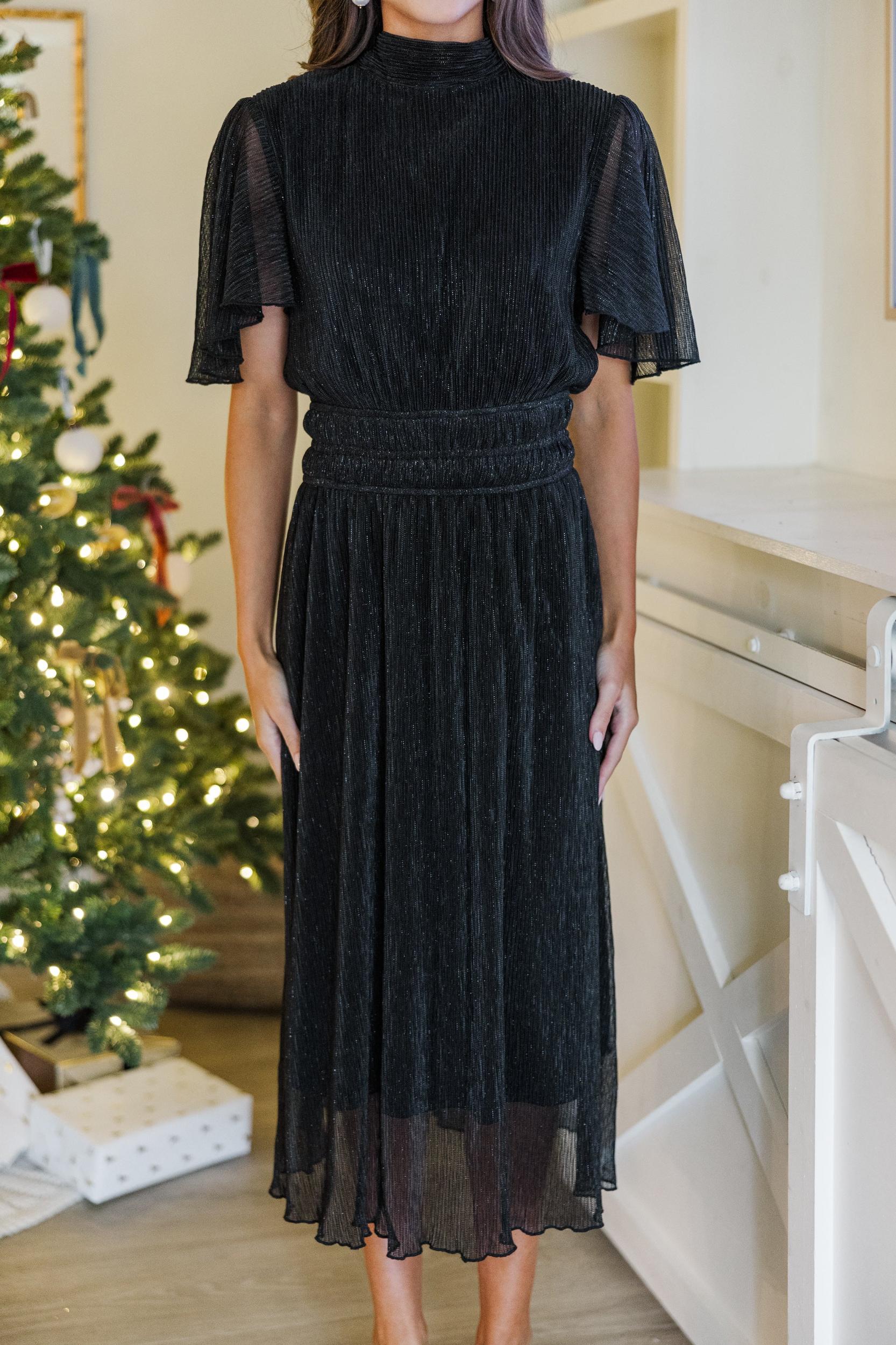 Shine Bright Black Glittery Dress Female Product Image