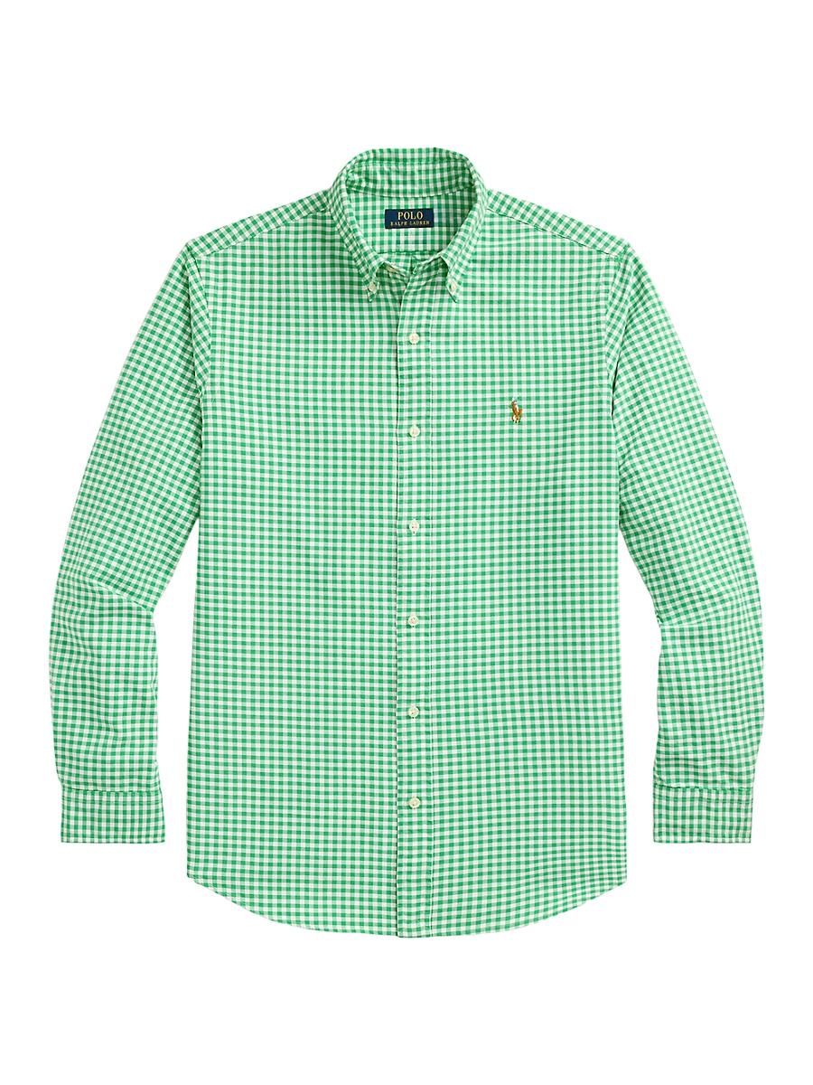 Mens Logo-Embroidered Gingham Cotton Oxford Shirt Product Image