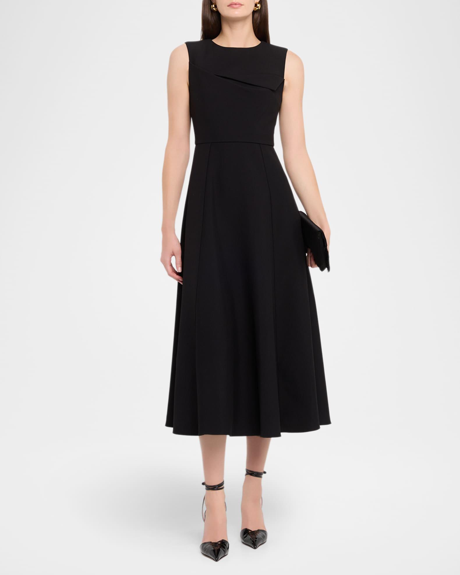 Sleeveless Origami Draped Crepe Midi Dress Product Image
