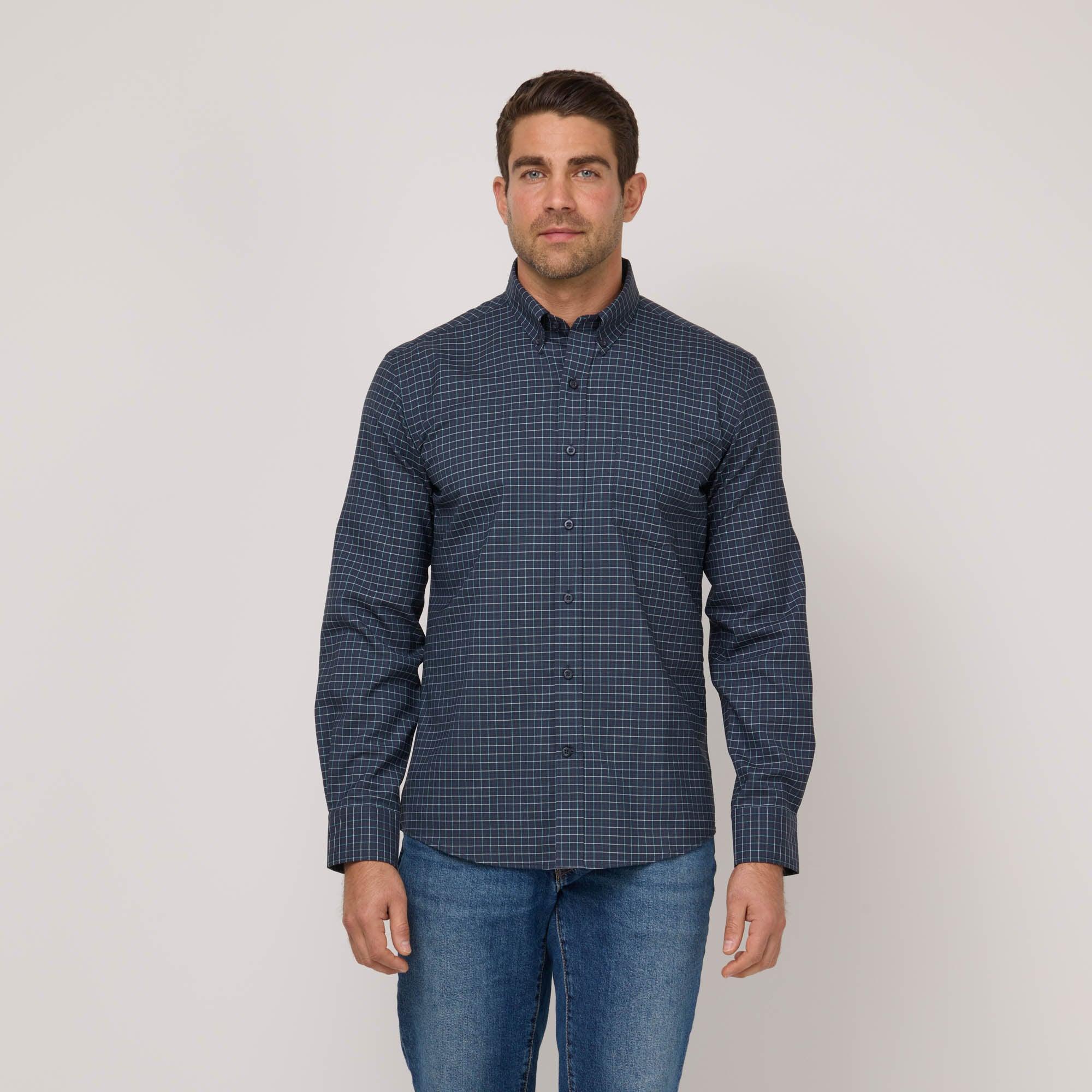 Merino Wool Button-Down Shirt | Tonal Green Plaid Product Image