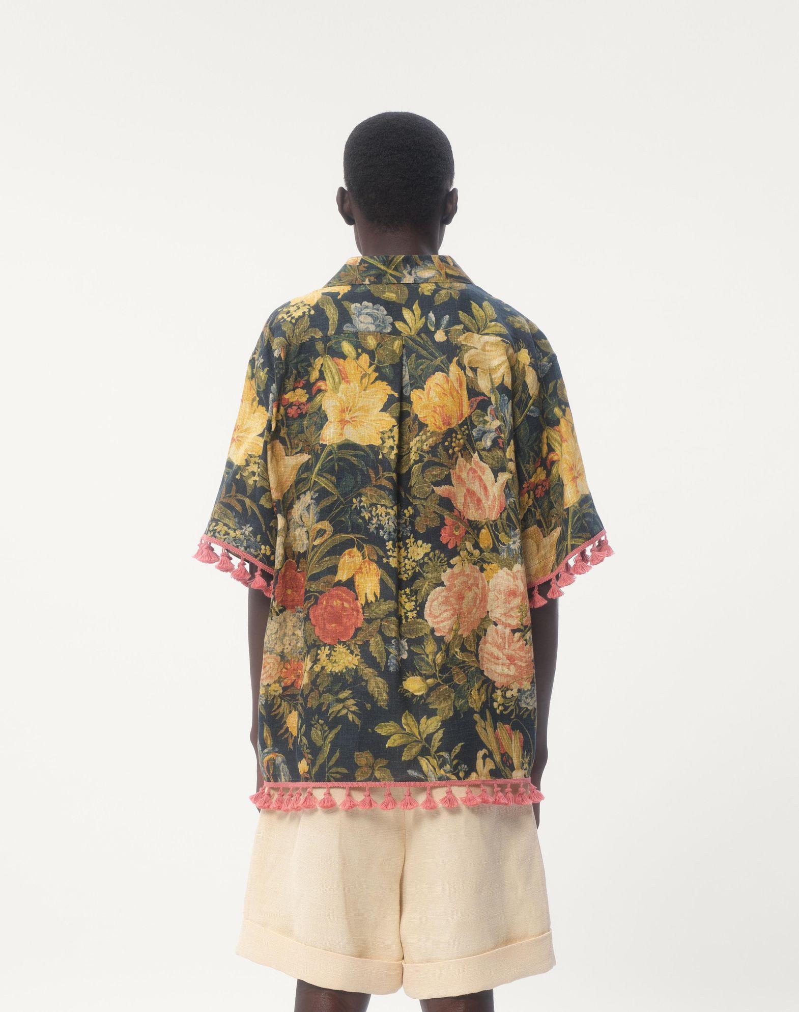 Linen Bowling Shirt With Apres L'Hiver Print Product Image