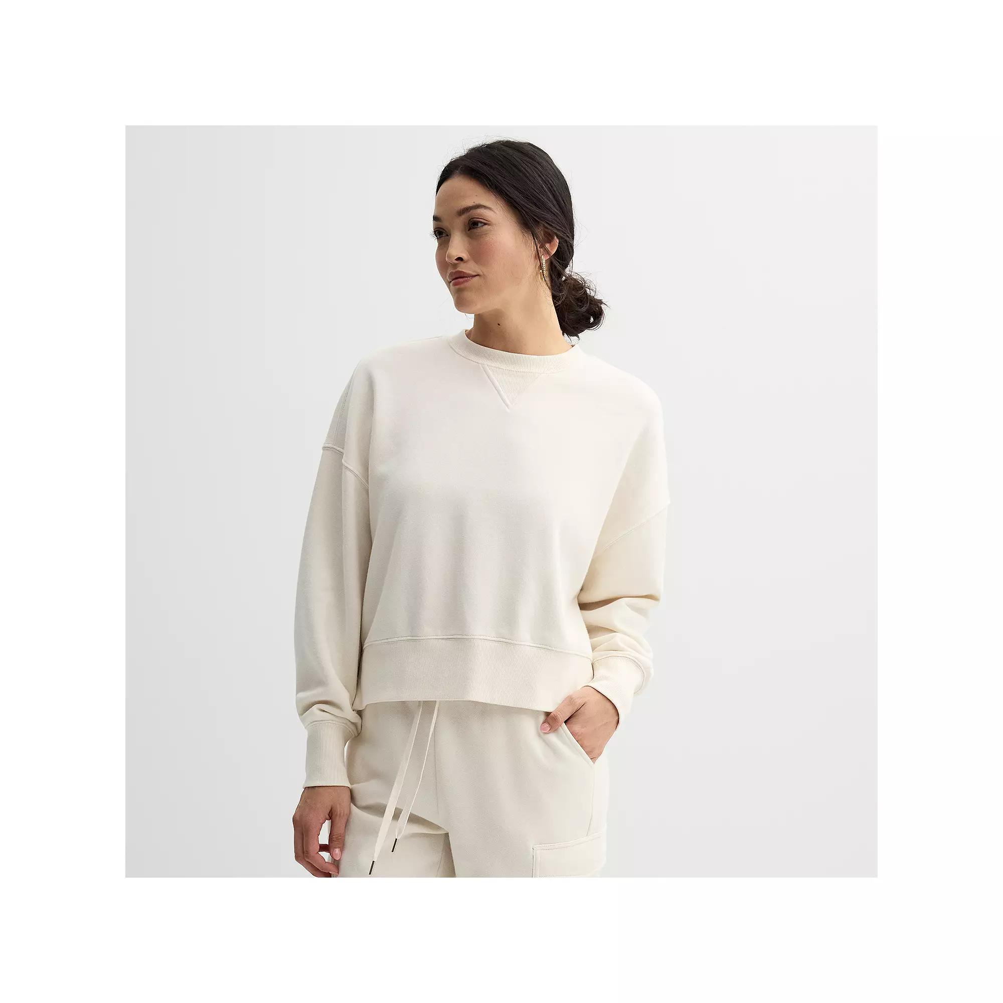Women's Sonoma Goods For Life® Boxy Crewneck Sweatshirt, Size: XS, Ivory Product Image