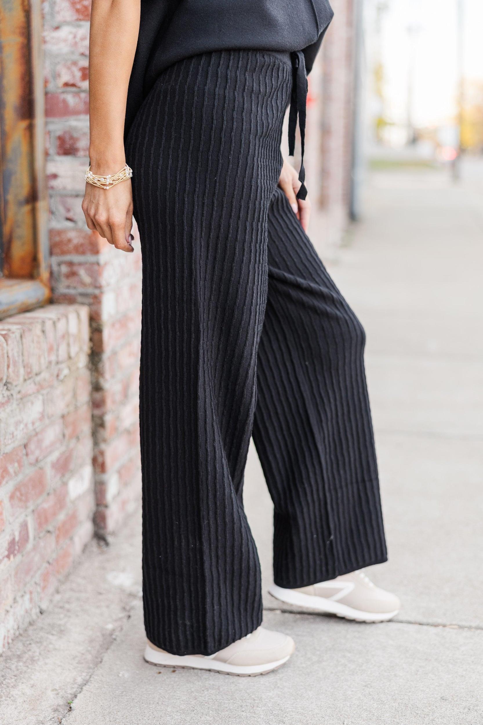 See It Through Black Ribbed Pants Female Product Image