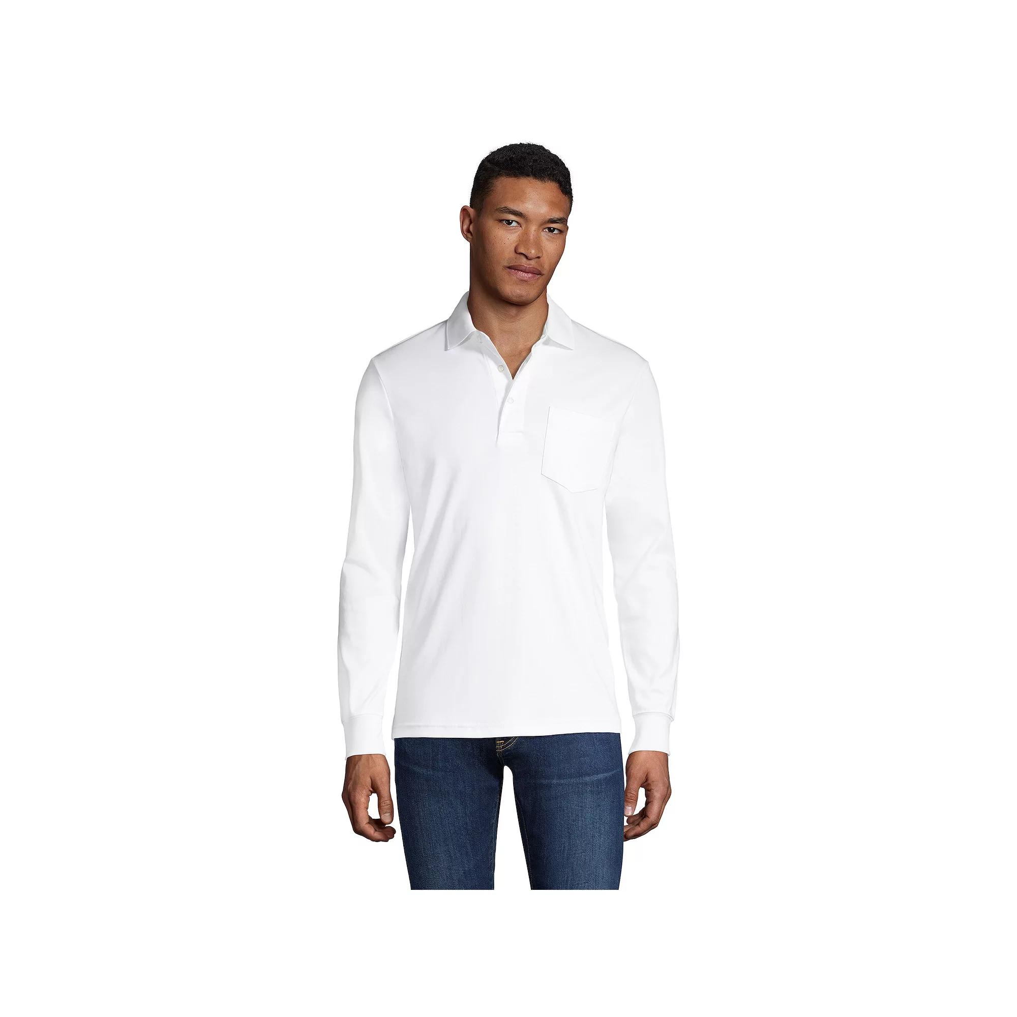 Big & Tall Lands' End Super Soft Classic-Fit Long Sleeve Supima Pocket Polo, Men's,  Product Image