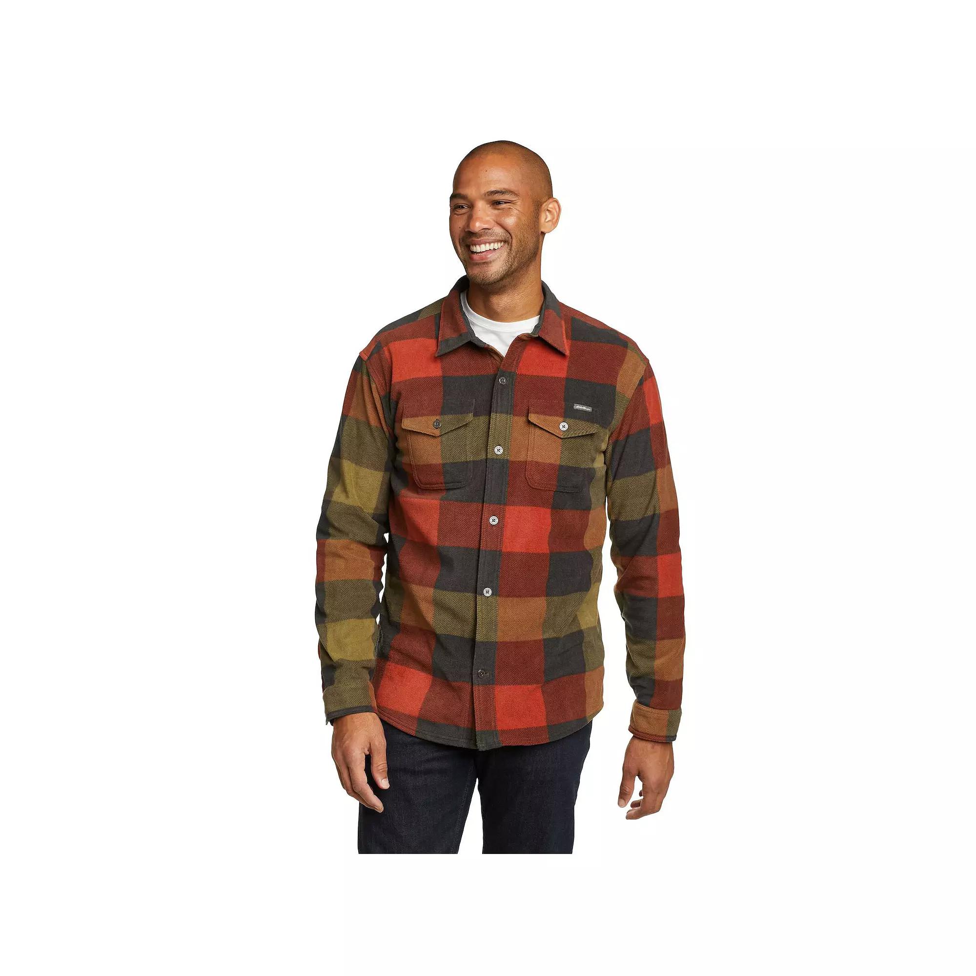 Men's Eddie Bauer Chutes Microfleece Button-Front Shirt, Size: Medium, Clay Product Image