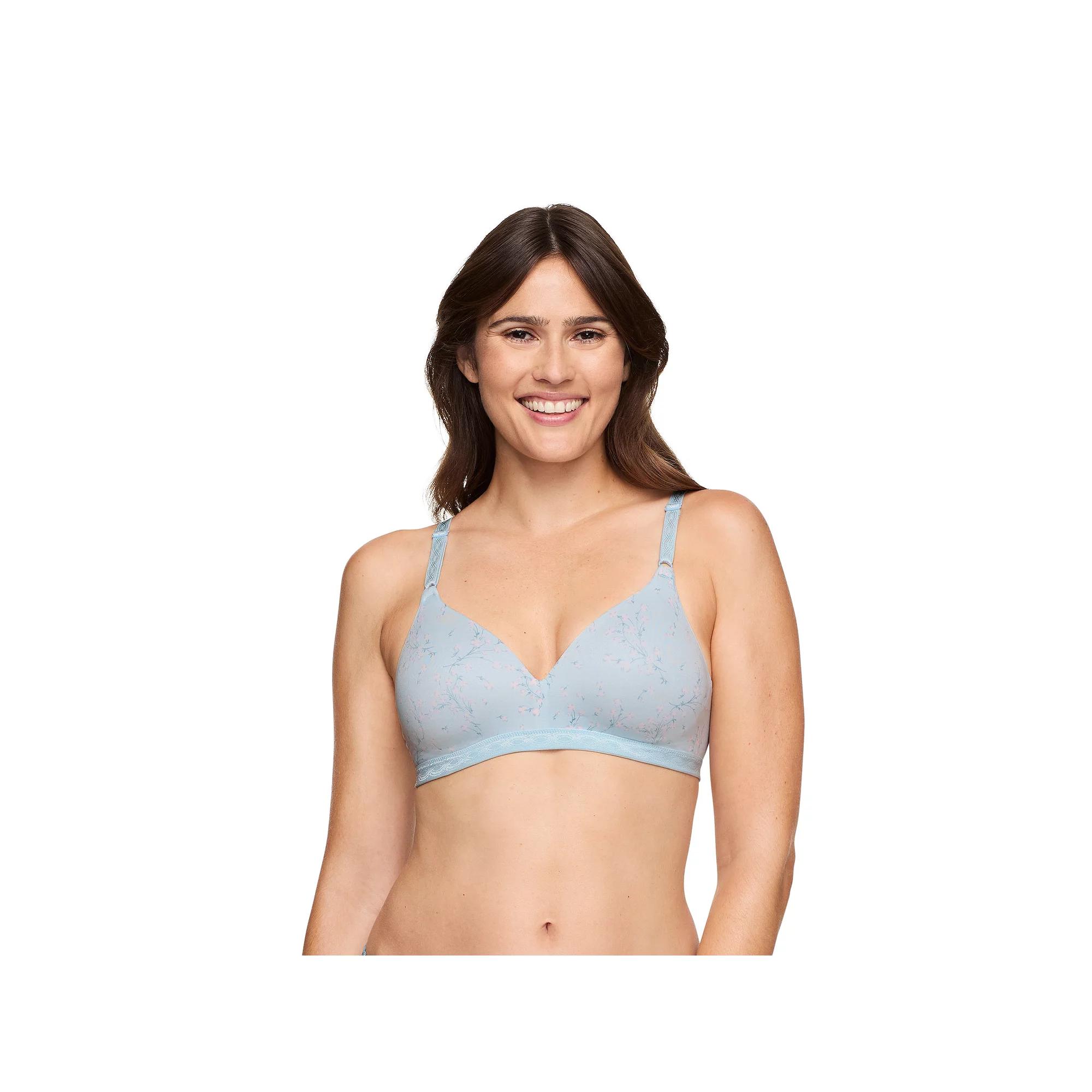 Warners Cloud 9® Super Soft Wireless Lightly Lined Comfort Bra 1269, Women's, Size: 34 A, Baby Blue Floral Product Image