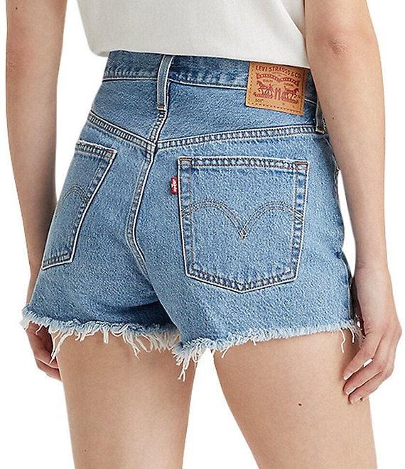 Levi's® 501® Original High-Rise Destructed Frayed Hem Denim Shorts Product Image