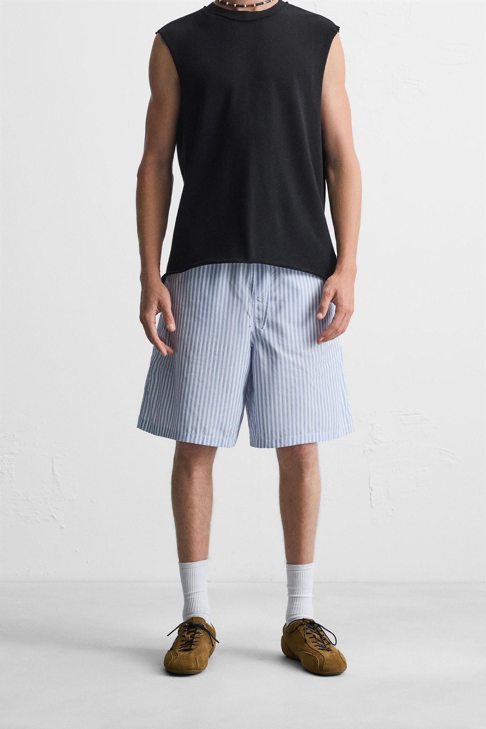 STRIPED RELAXED FIT SHORTS Product Image