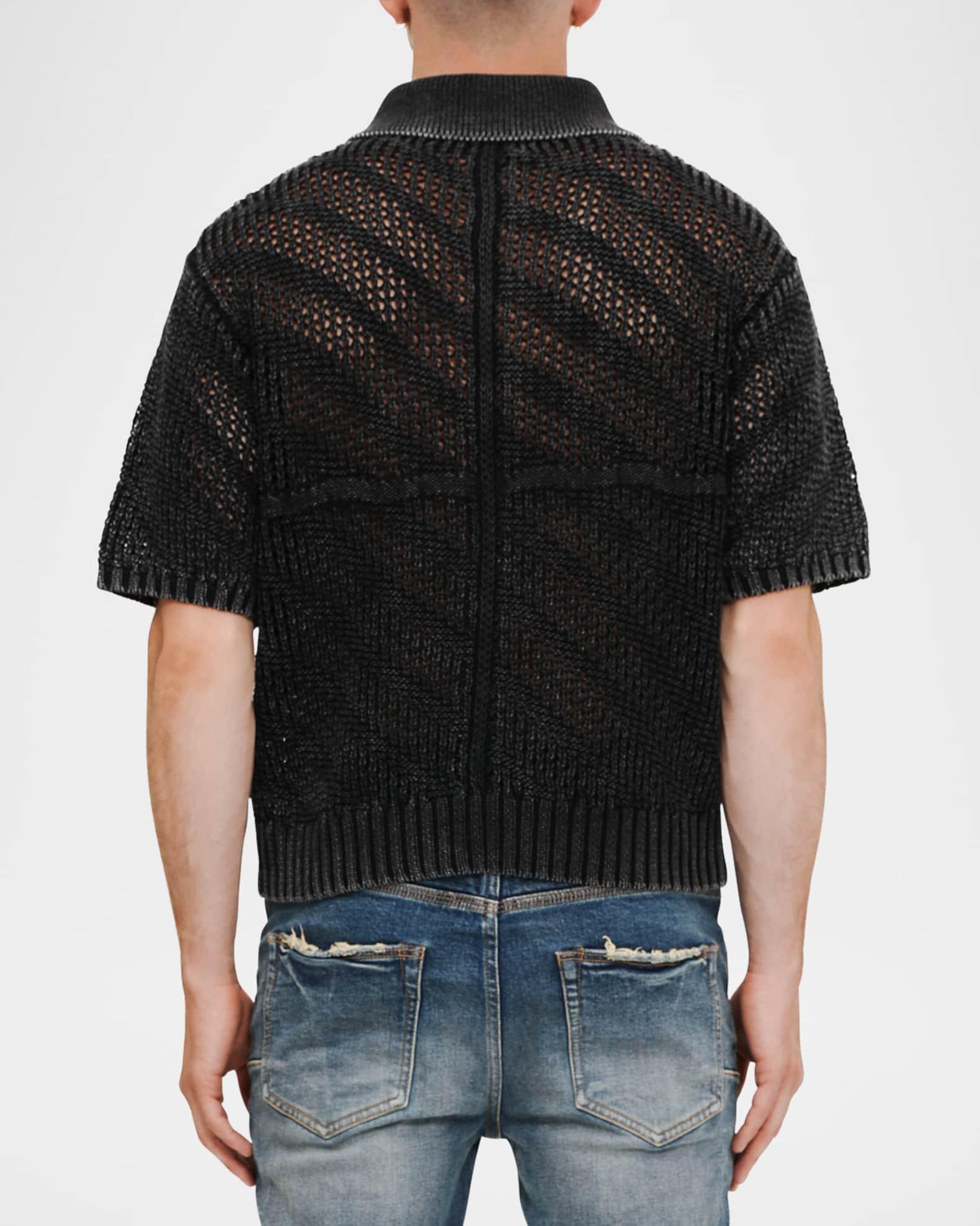 Men's Acid Wash Polo Sweater Product Image