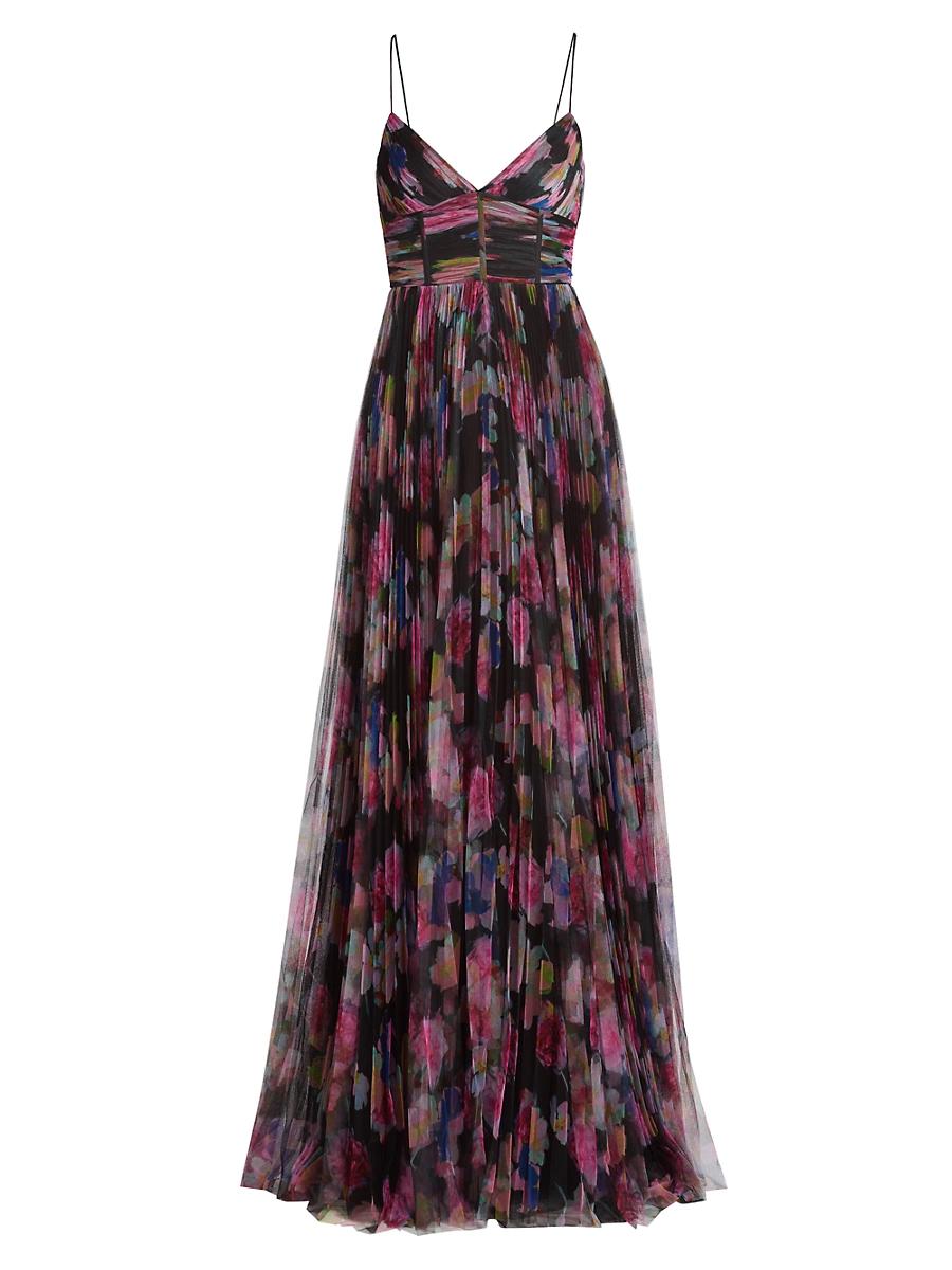 Womens Yvonne Floral Pleated Tulle Gown Product Image