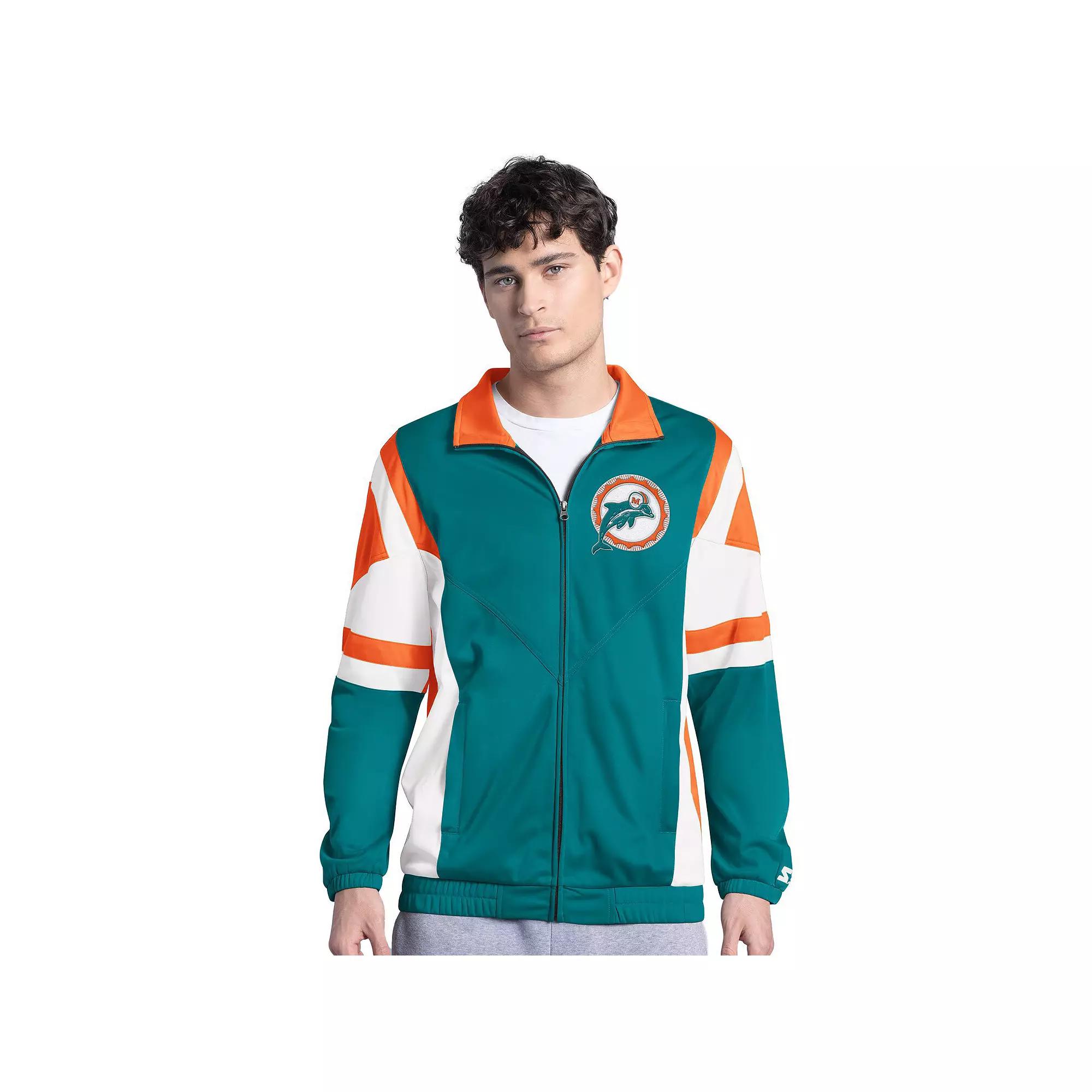 Men's Starter Aqua Miami Dolphins Contender Vintage Logo Full-Zip Track Jacket,  Product Image