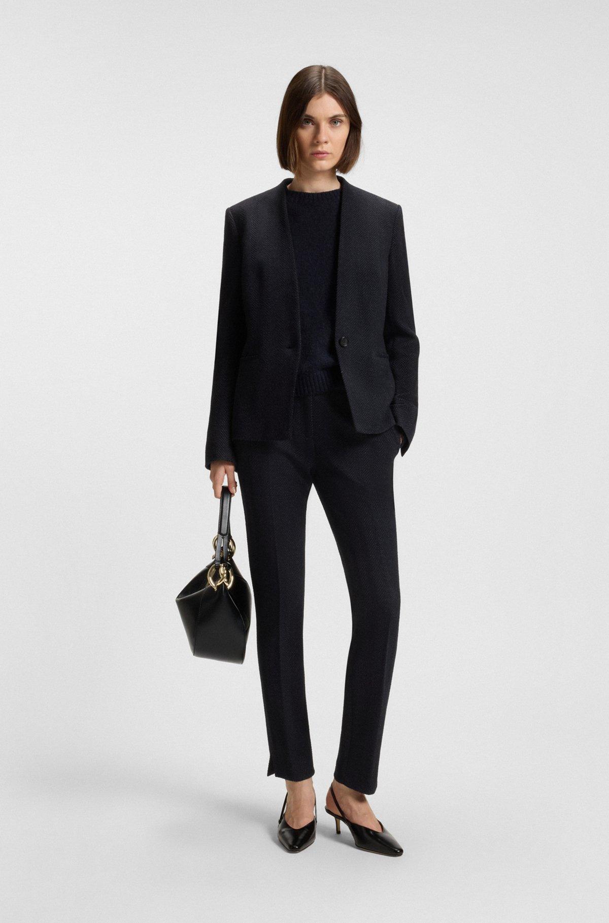 Regular-fit blazer in crease-resistant herringbone stretch jersey Product Image