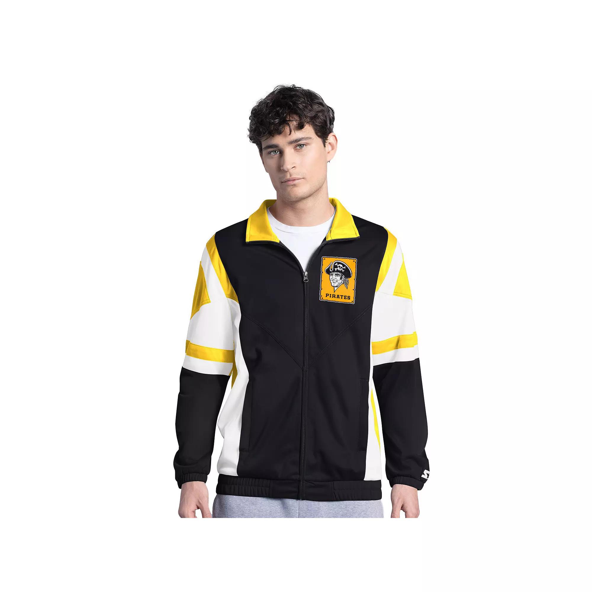 Men's Starter Black/Gold Pittsburgh Pirates Contender Tricot Full-Zip Track Jacket,  Product Image