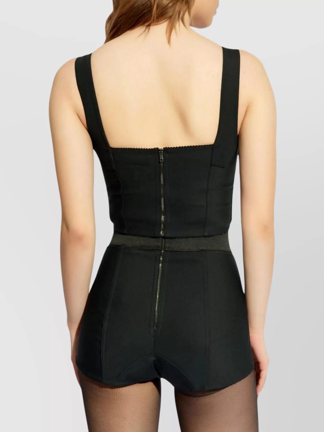 DOLCE & GABBANA Jacquard And Lace Sheath Corsetry Bustier In Black Product Image