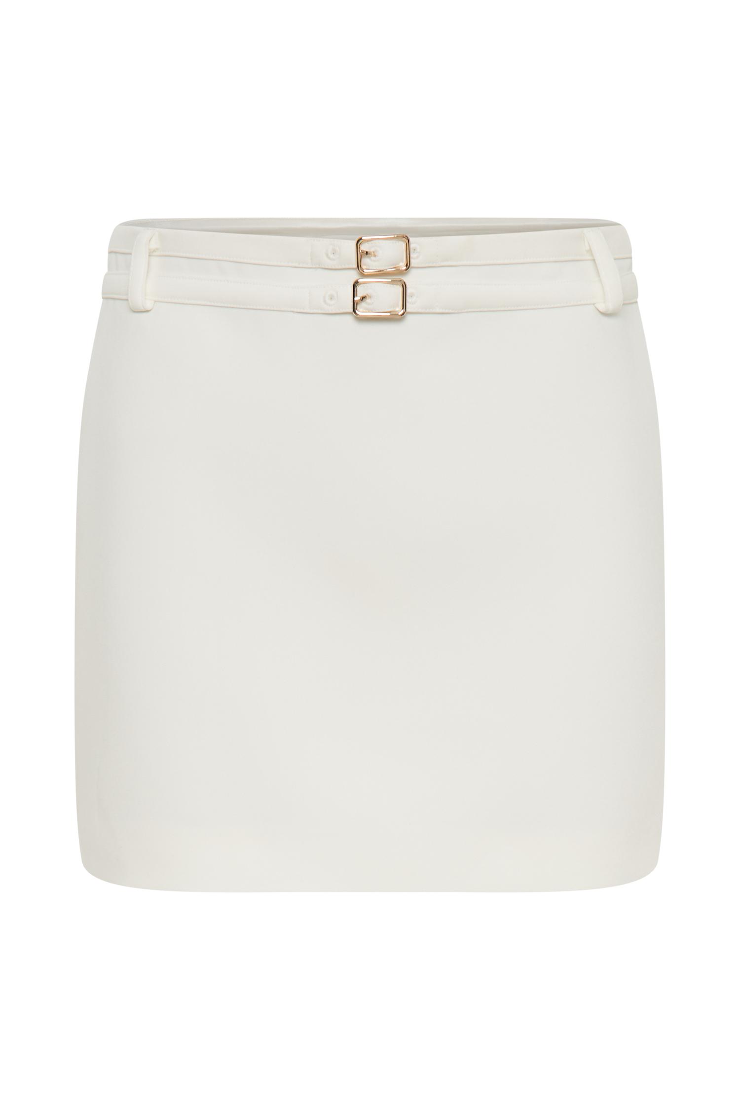Letitia Suiting Mini Skirt With Buckle - Ivory Product Image
