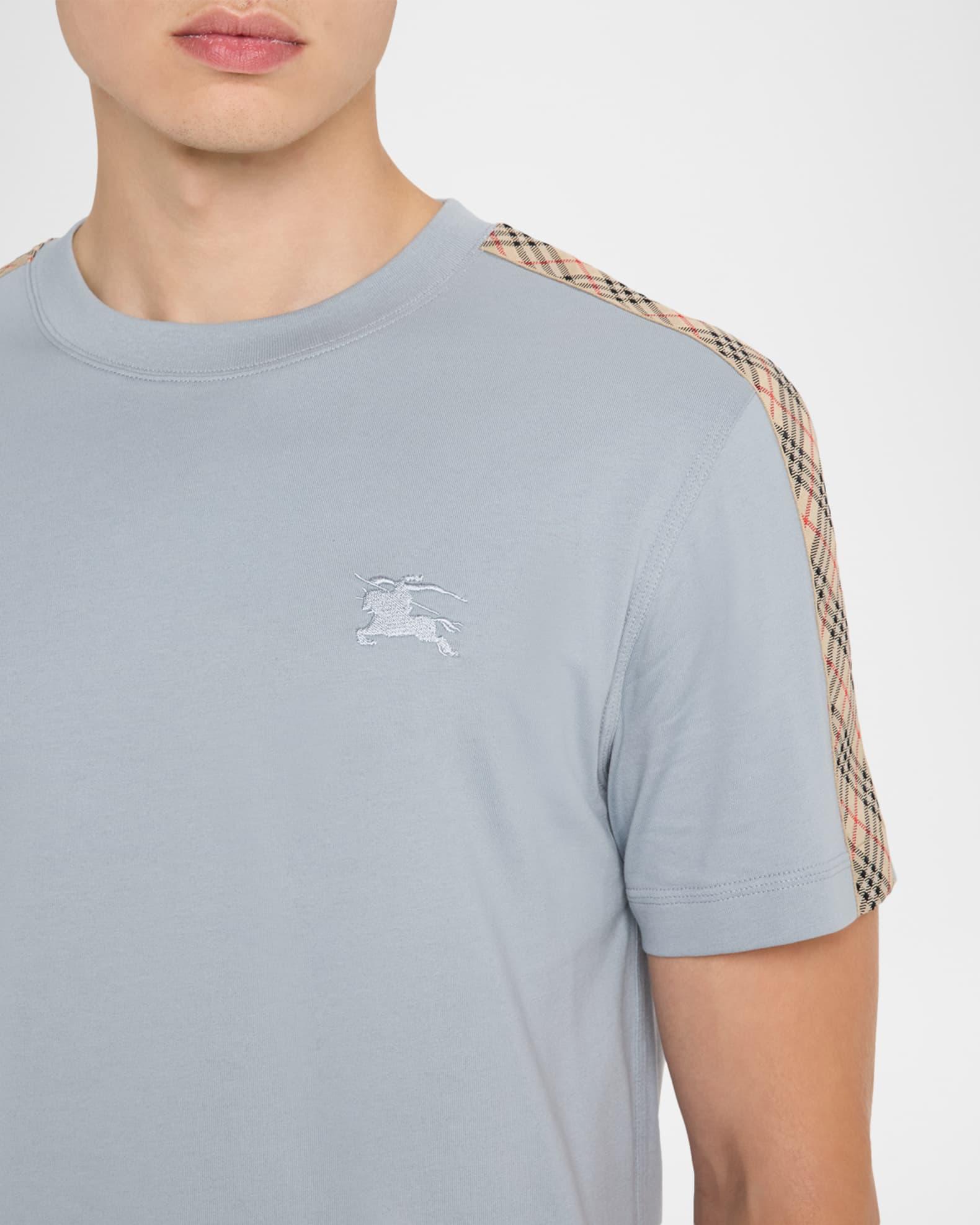 Men's Cotton Check Taping Crewneck T-Shirt Product Image