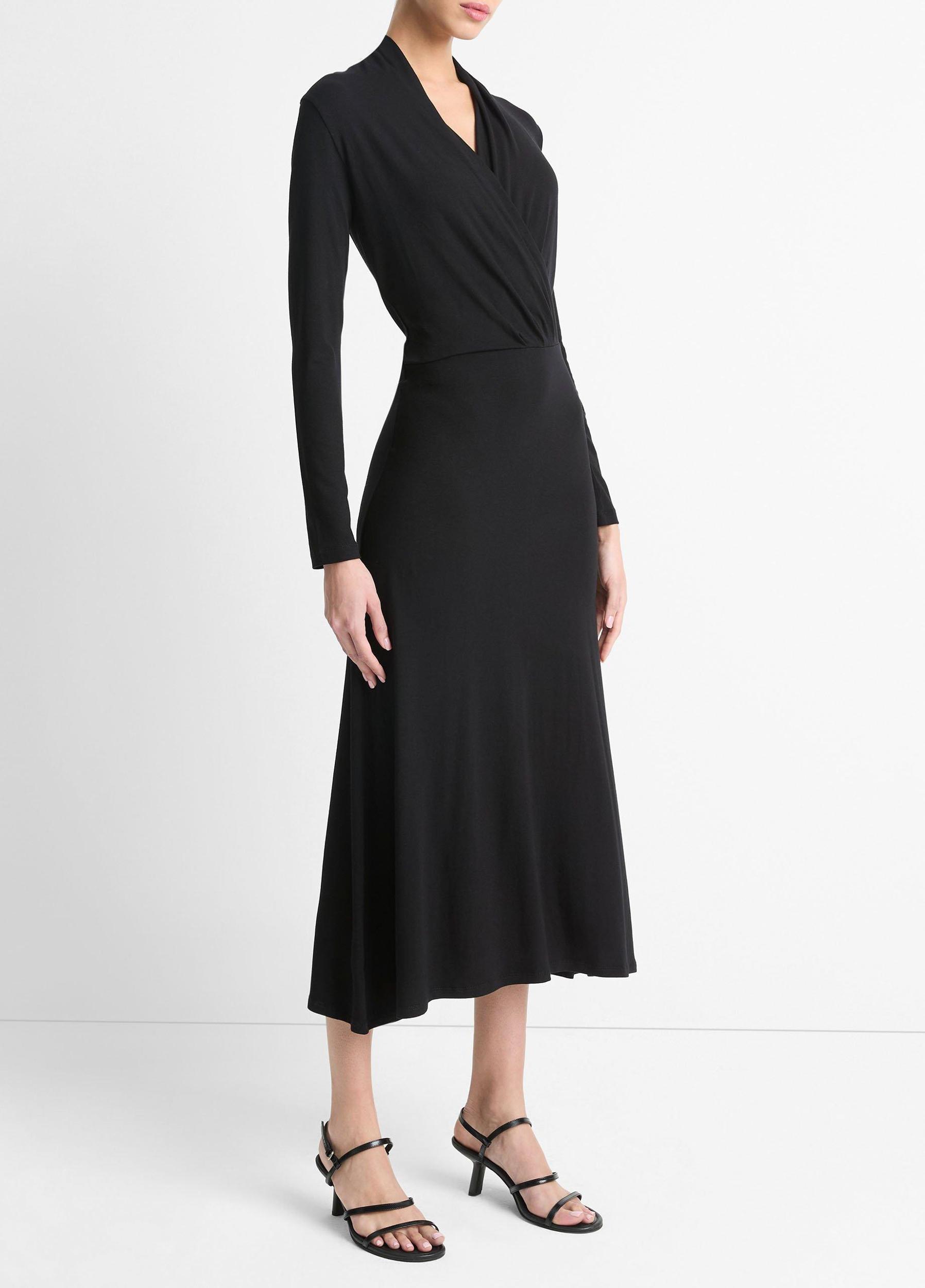 Long-Sleeve Crossover Dress Product Image