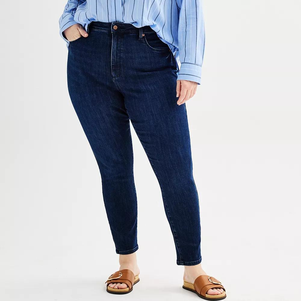 Plus Size Sonoma Goods For Life® High Rise Skinny Jeans, Women's, Size: 22 W, Dark Blue Product Image