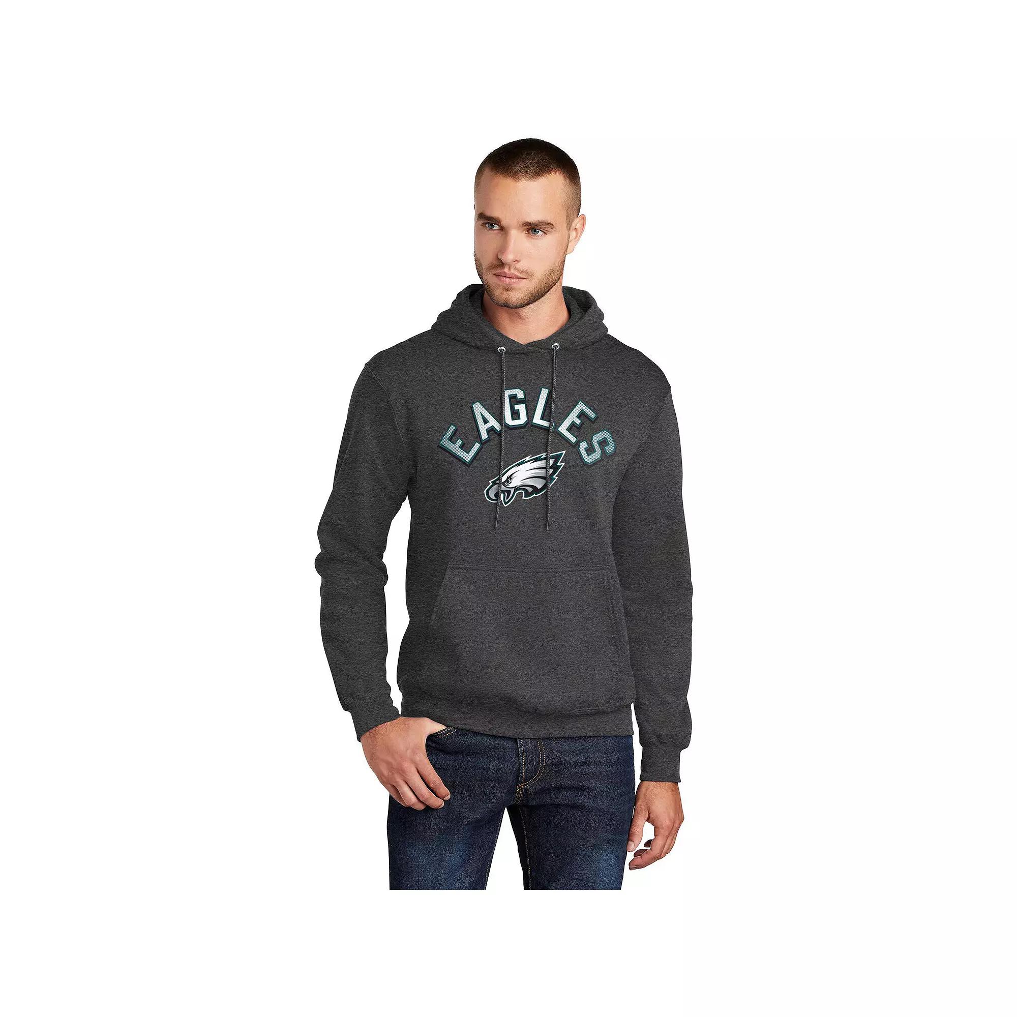 Men's Starter Charcoal Philadelphia Eagles Arch Over Logo Pullover Hoodie,  Product Image
