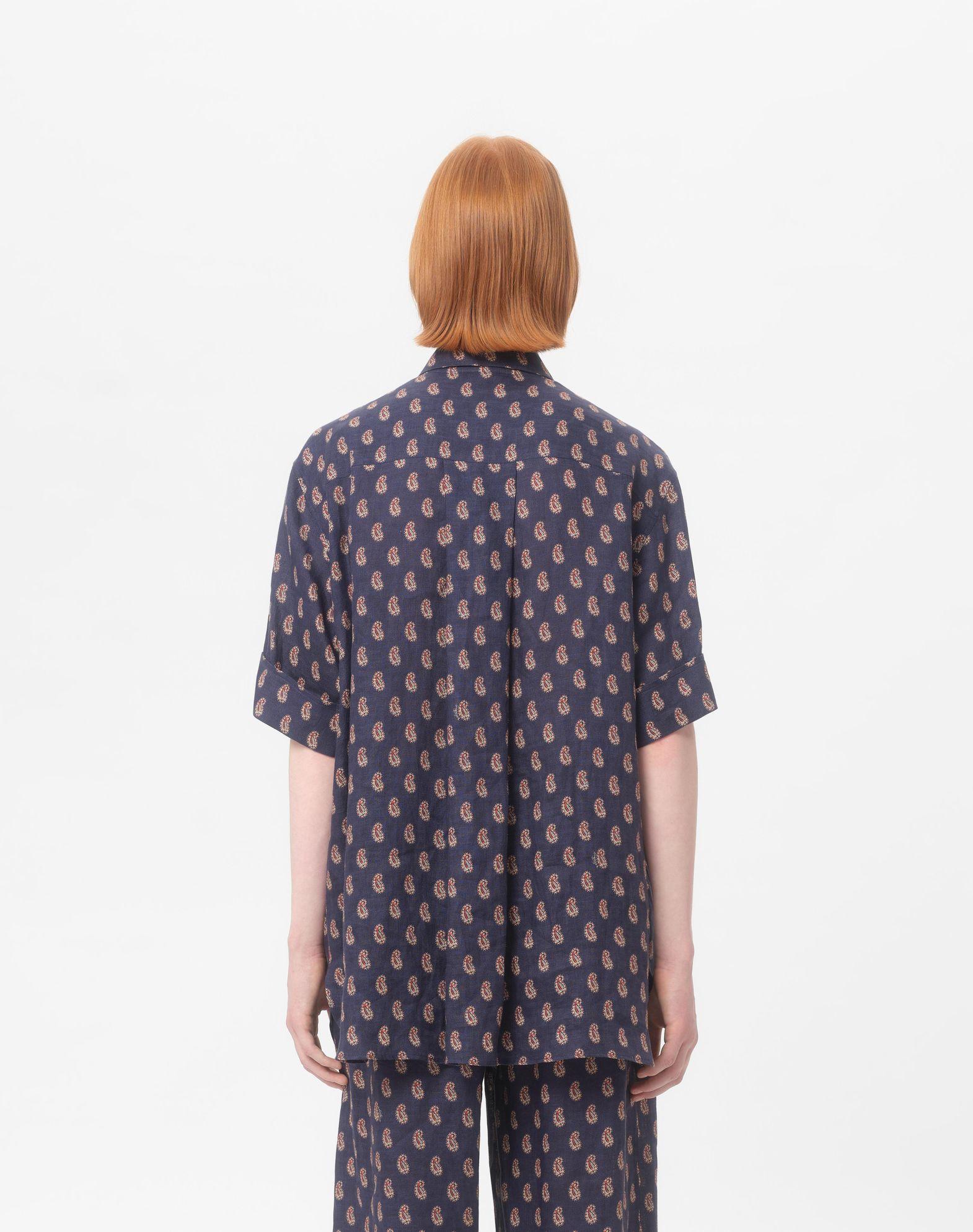 Lightweight Linen Shirt With Voyage Imaginaire Print Product Image