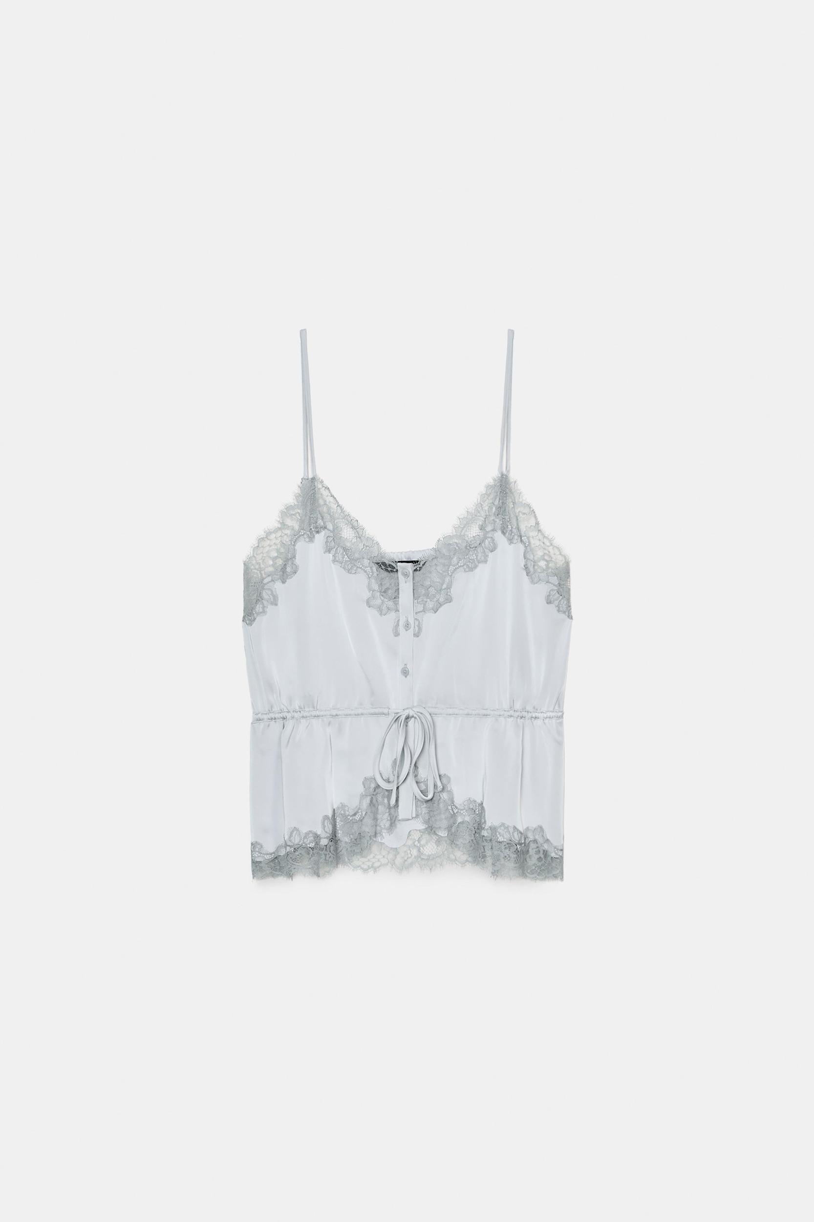 SATIN EFFECT LACE TOP Product Image
