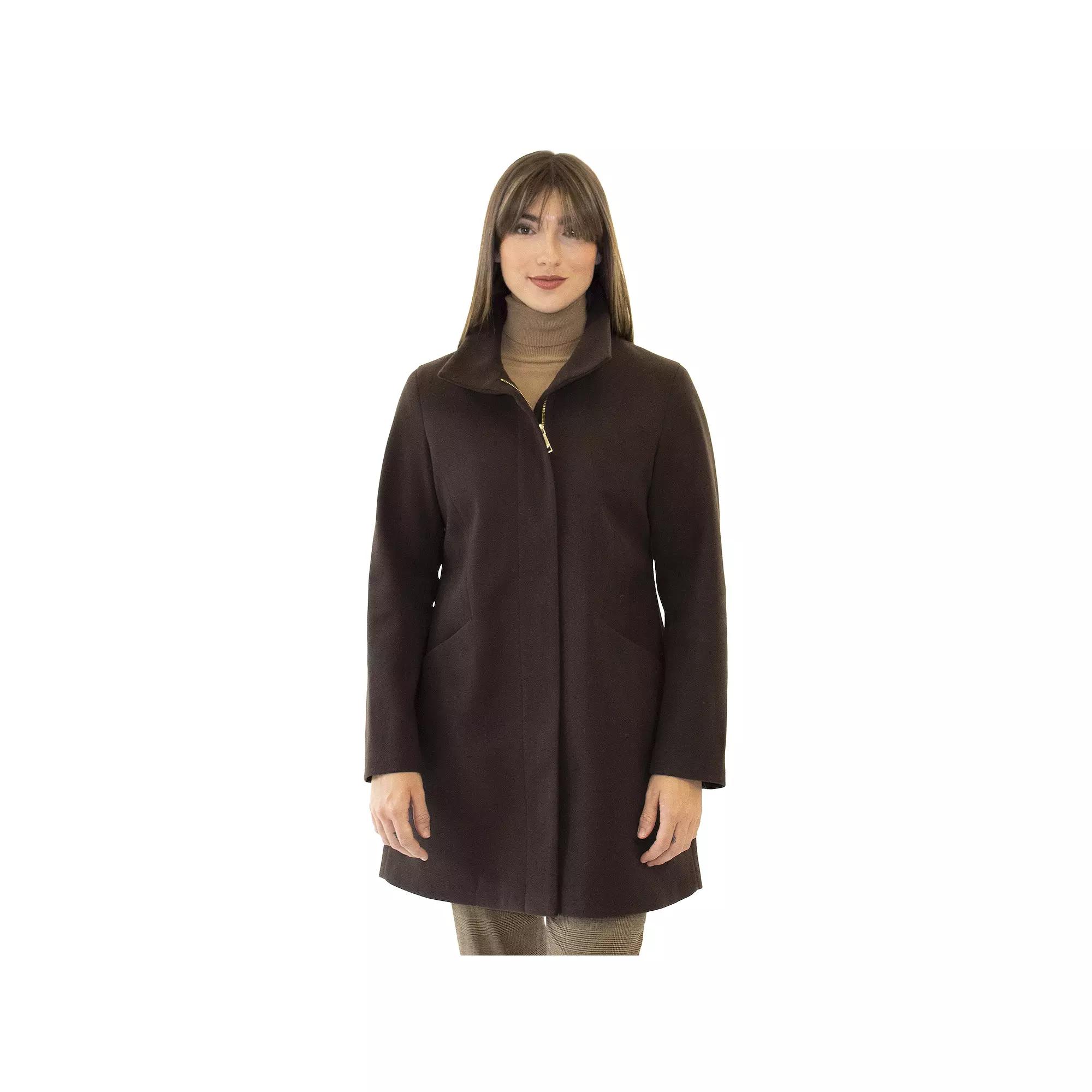Women's Nine West Zip-Front Faux Wool Coat,  Product Image