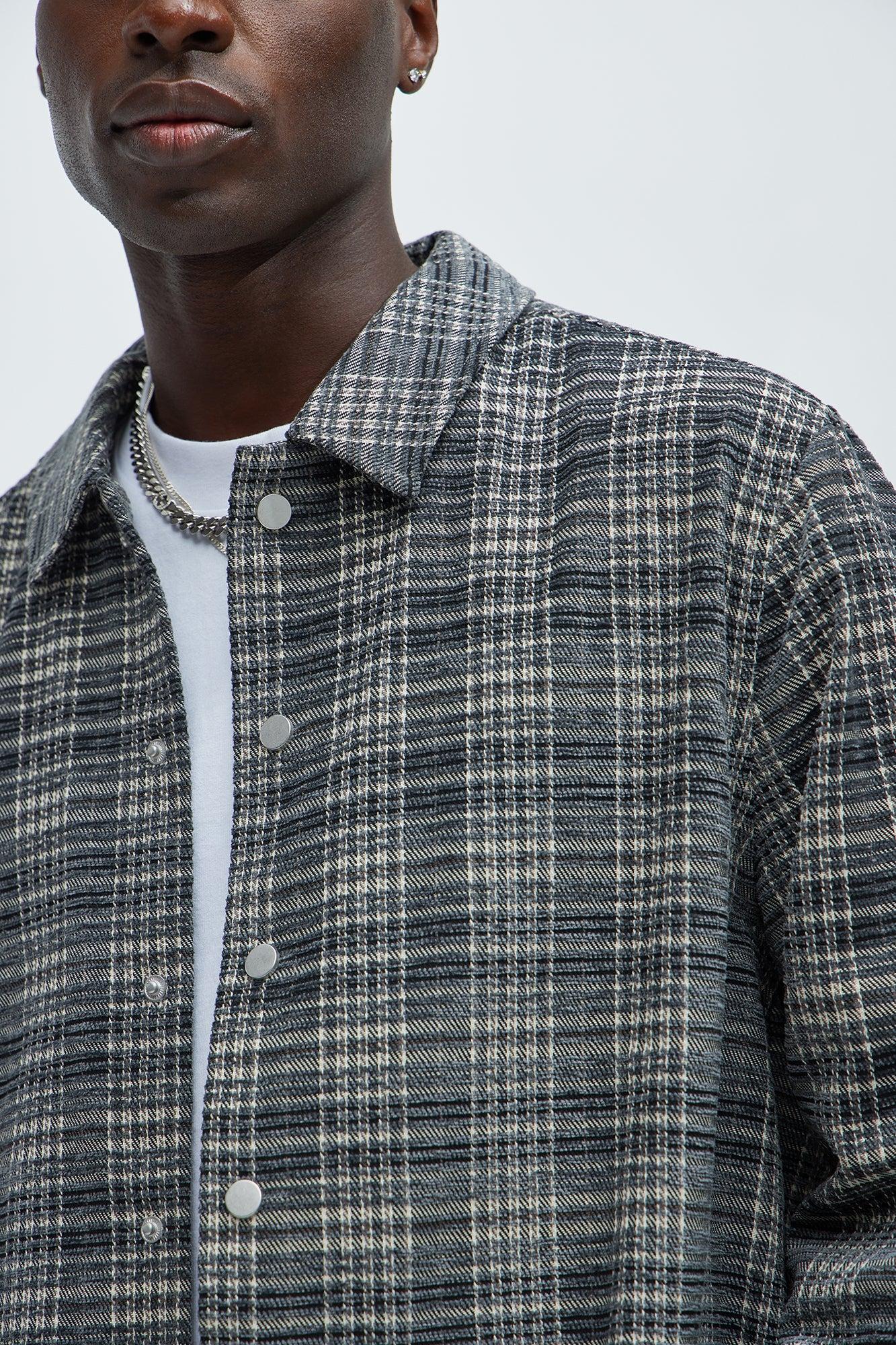 Walter Textured Plaid Button Up Shirt - Black/combo Product Image