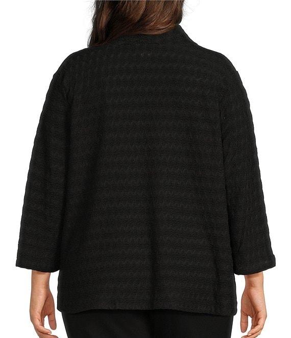 Allison Daley Plus Size 3/4 Sleeve Open-Front Wave Knit Cardigan Product Image