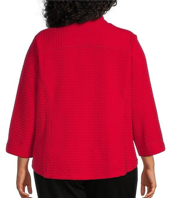 Allison Daley Plus Size 3/4 Sleeve Stand Collar Zip Front Jacket Product Image