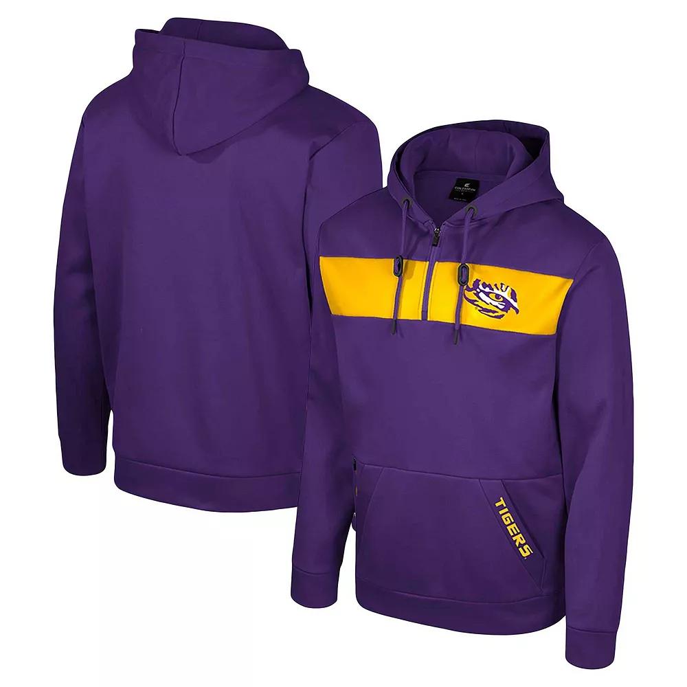Men's Colosseum Purple LSU Tigers Quarter-Zip Hoodie,  Product Image
