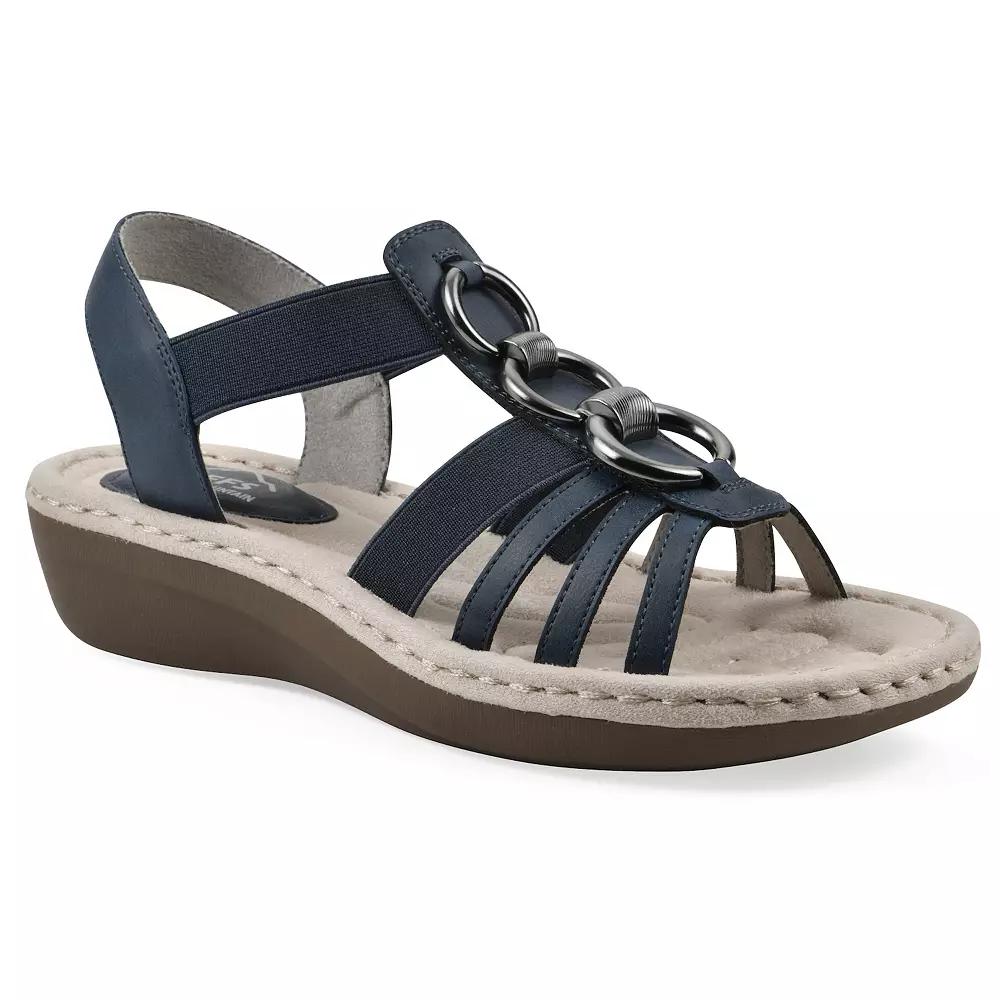 Cliffs by White Mountain Caselyn Women's Wedge Sandals, Size: 6.5 Medium, Blue Nubuck Product Image