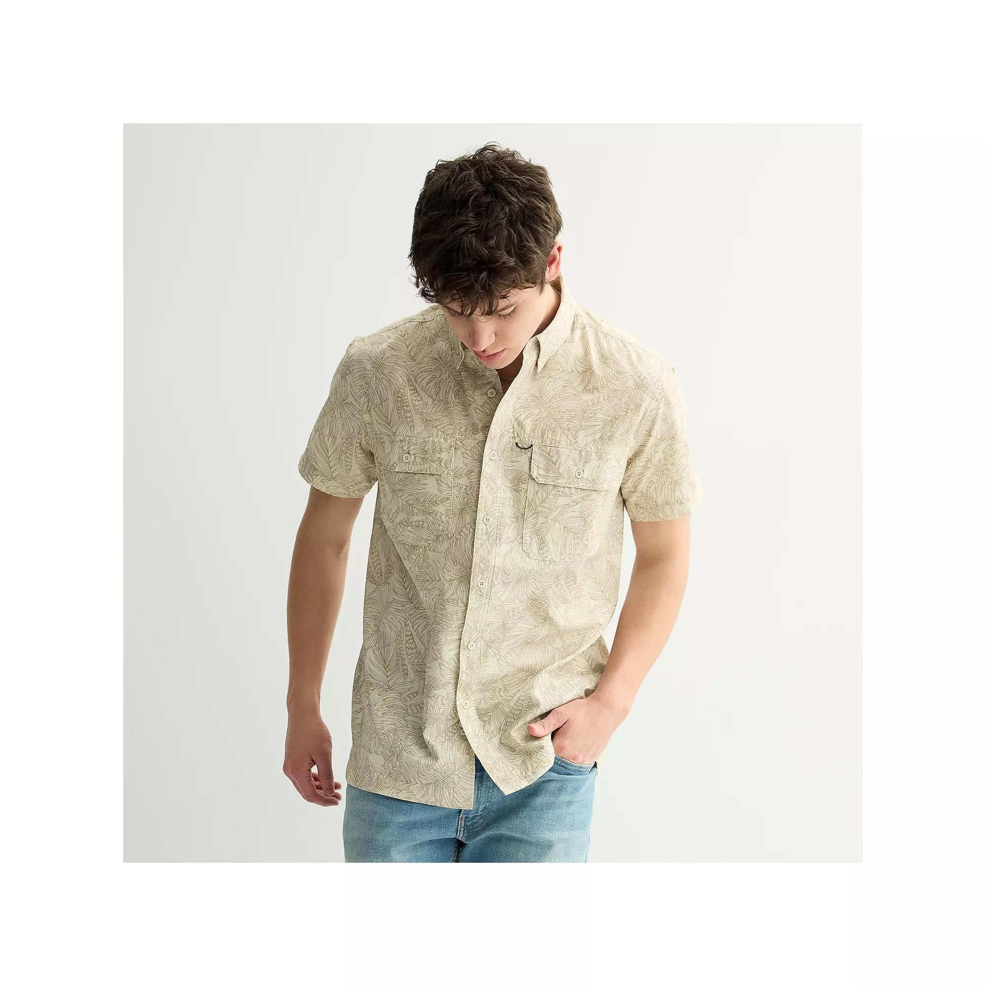 Men's Sonoma Goods For Life® Outdoor Short Sleeve Button-Down Shirt, Size: Small, Neat Palm Product Image