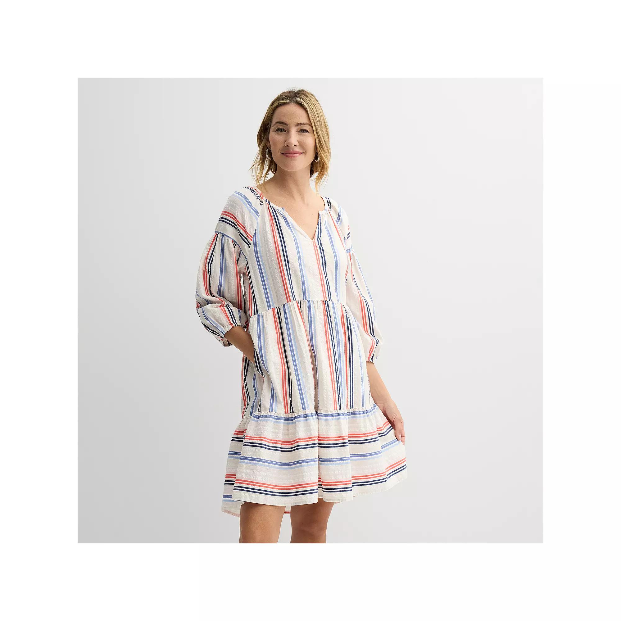 Womens Sonoma Goods For Life Elevated Tiered Babydoll Dress Product Image