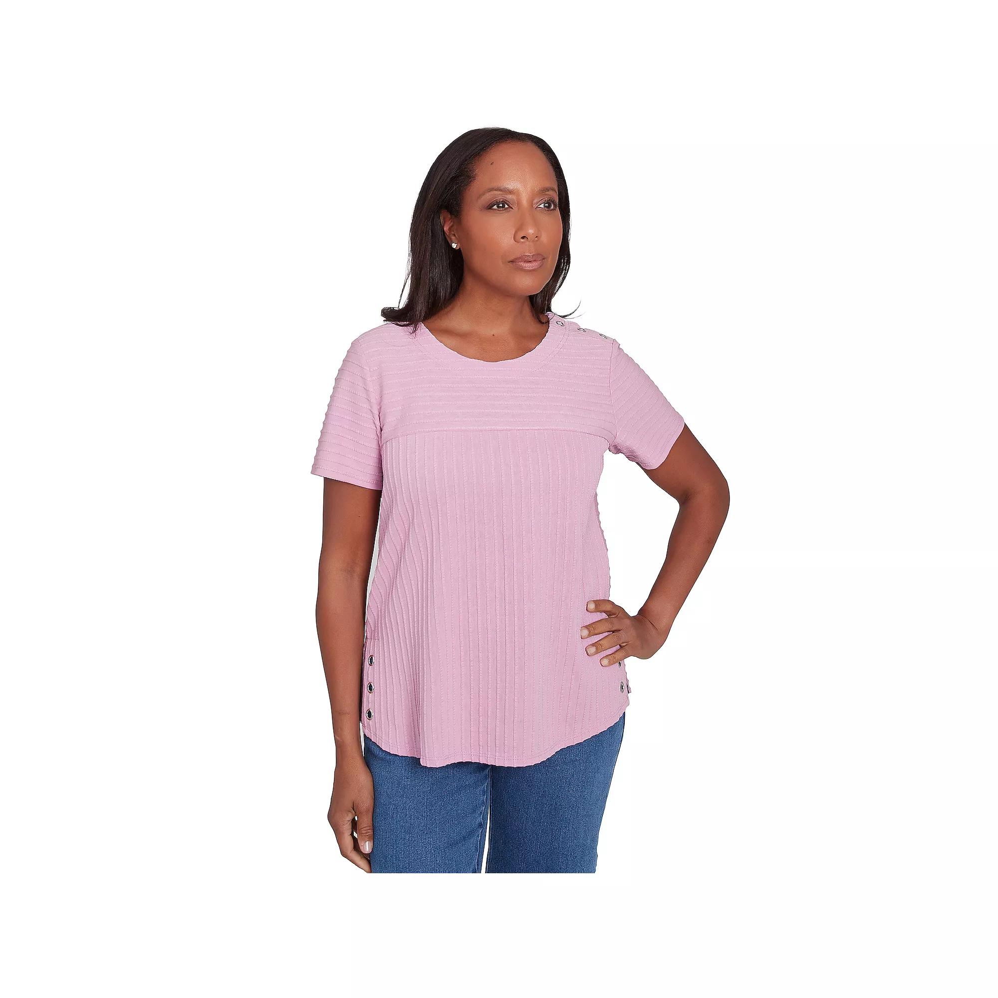 Women's Alfred Dunner Solid Textured Short Sleeve Tee,  Product Image