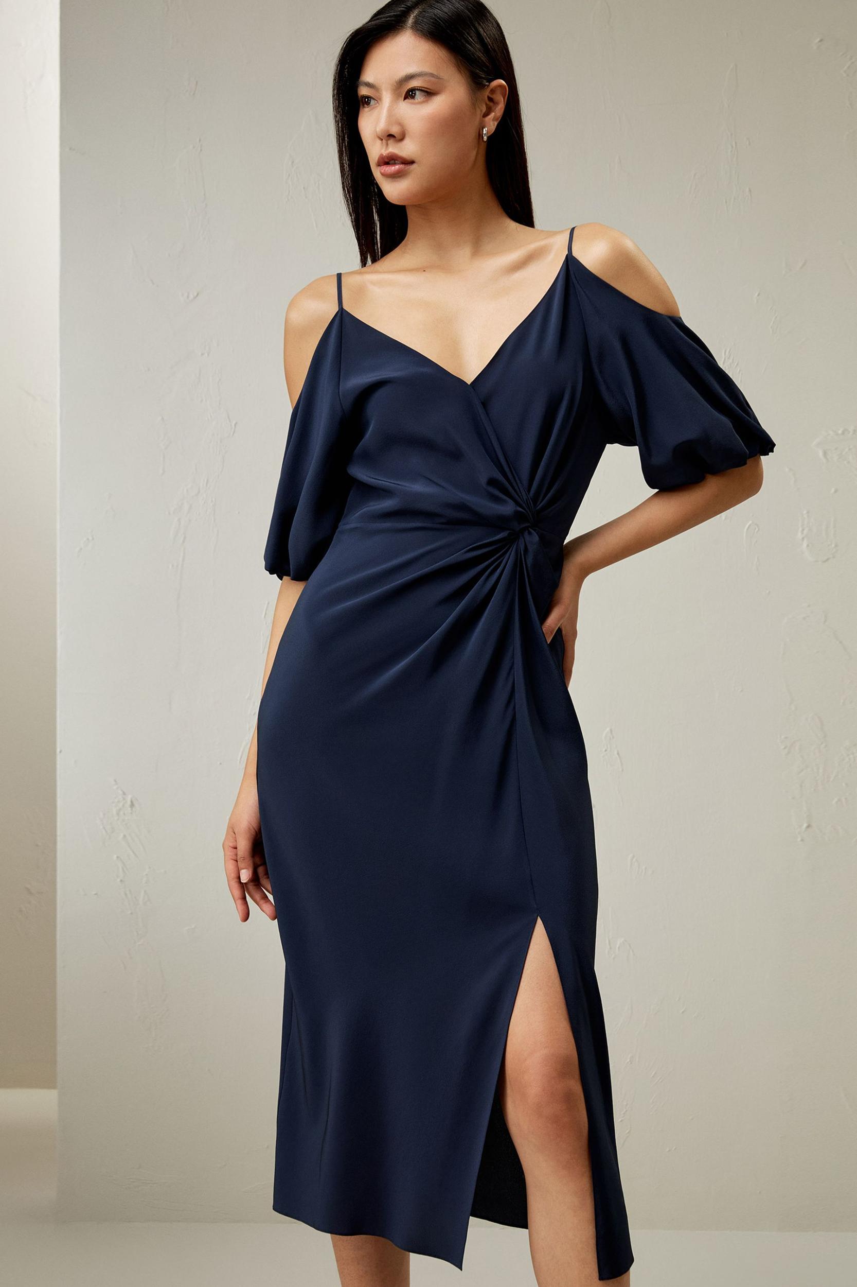 Cold Shoulder Silk Dress Product Image