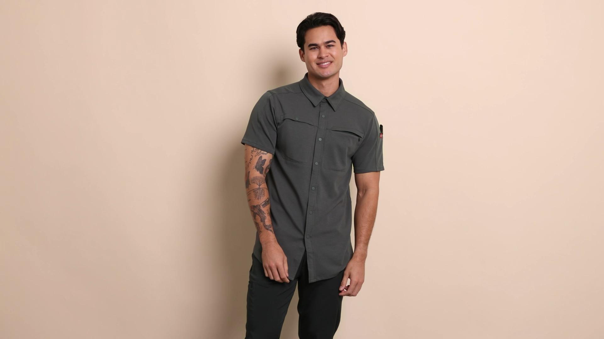 Men's Snap Front Jersey Short Sleeve Work Shirt Product Image