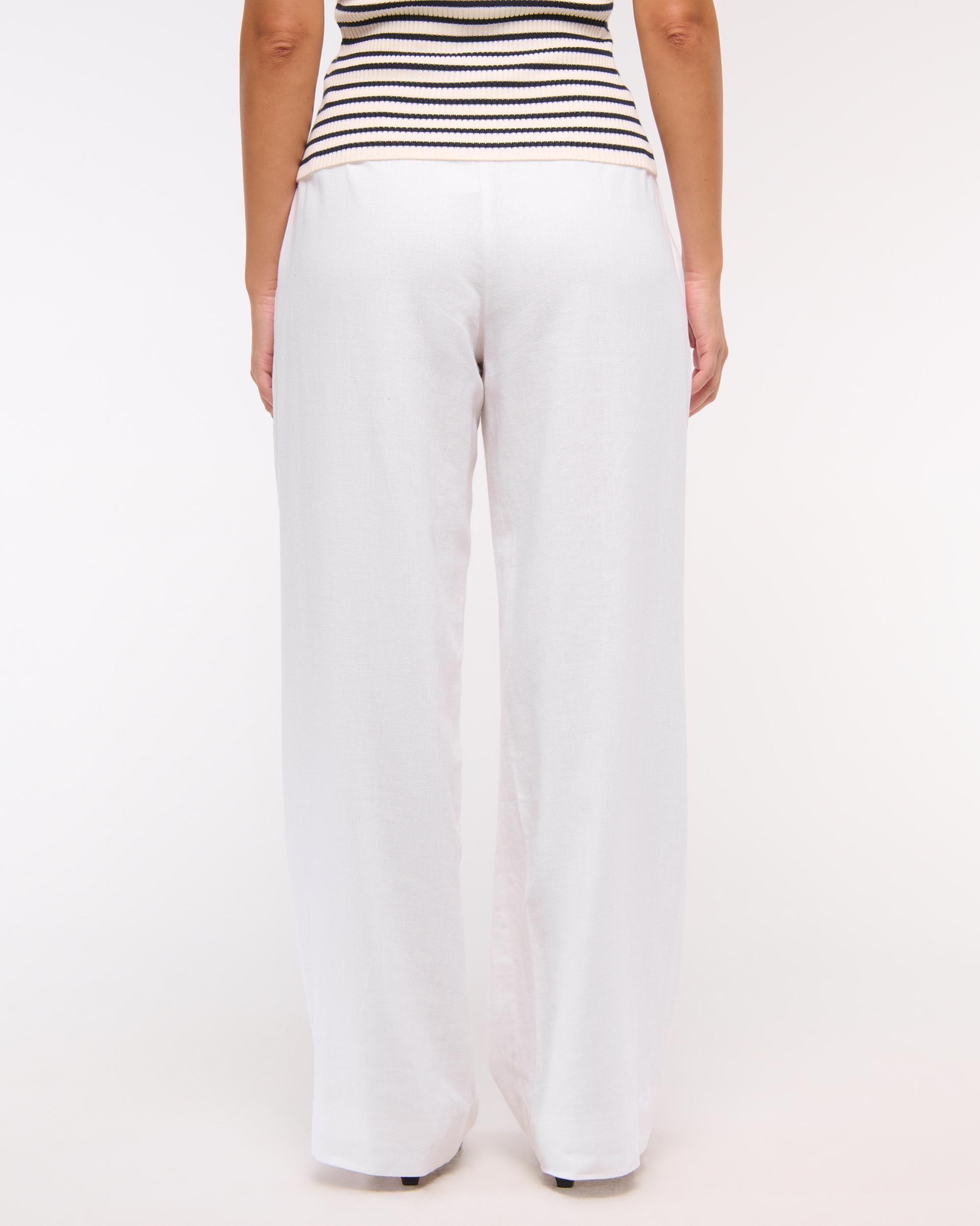 Curve Love A&F Sloane Low Rise Tailored Linen-Blend Pant Product Image