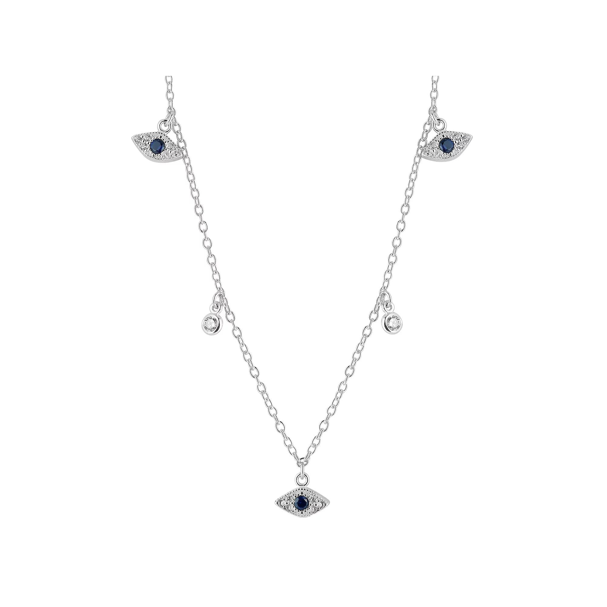 Sunkissed Sterling Sterling Silver Cubic Zirconia Eye Necklace, Women's, Size: 17", Silver Tone Product Image