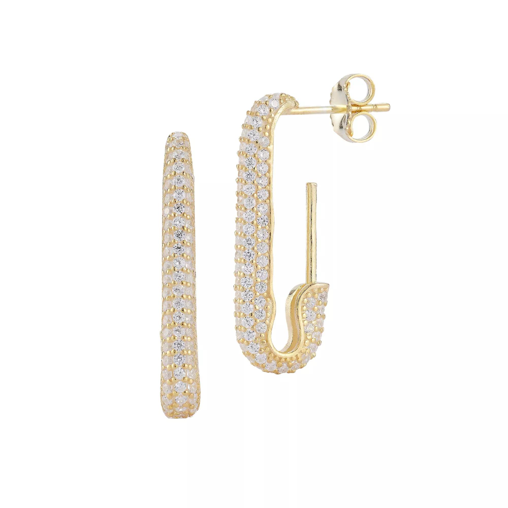 Sunkissed Sterling Cubic Zirconia Pave Drop Earrings, Women's, Gold Tone Product Image