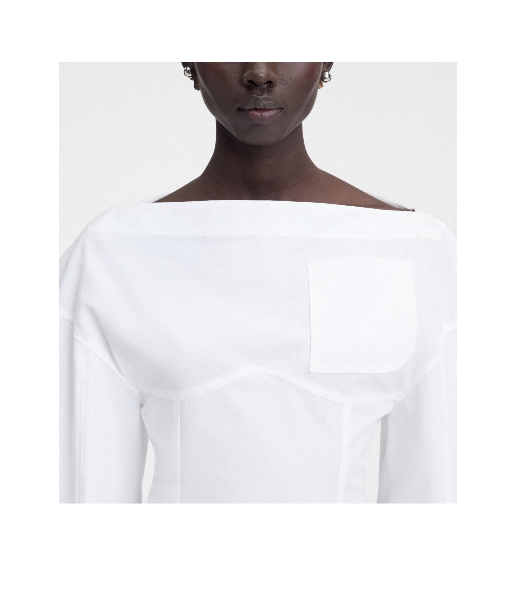 JACQUEMUS La Casaco Long Sleeve Cotton Shirtdress In White Product Image